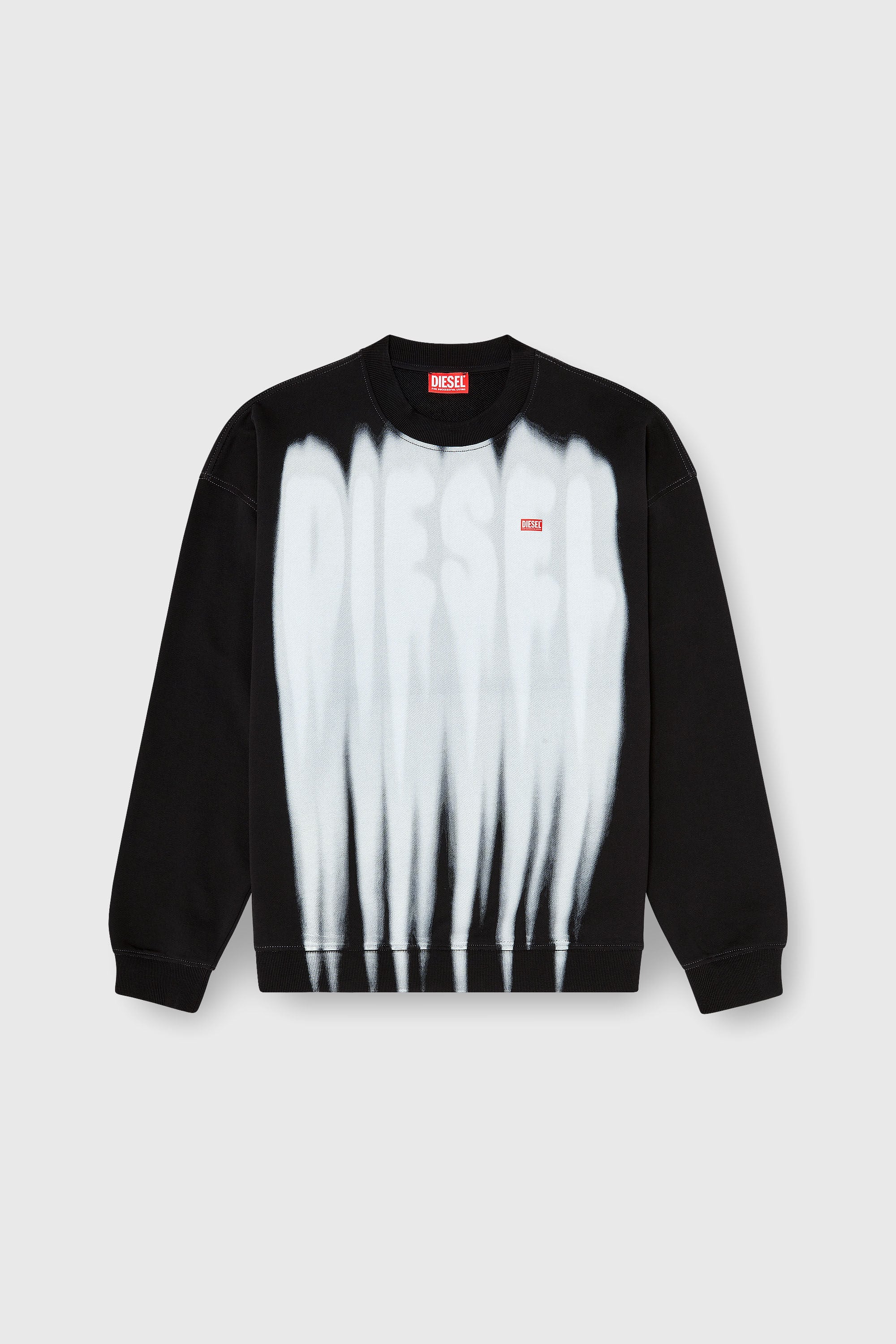 Diesel - S-BOXT-AA1, Man's Cotton sweatshirt with graphic print in Black/White - 2