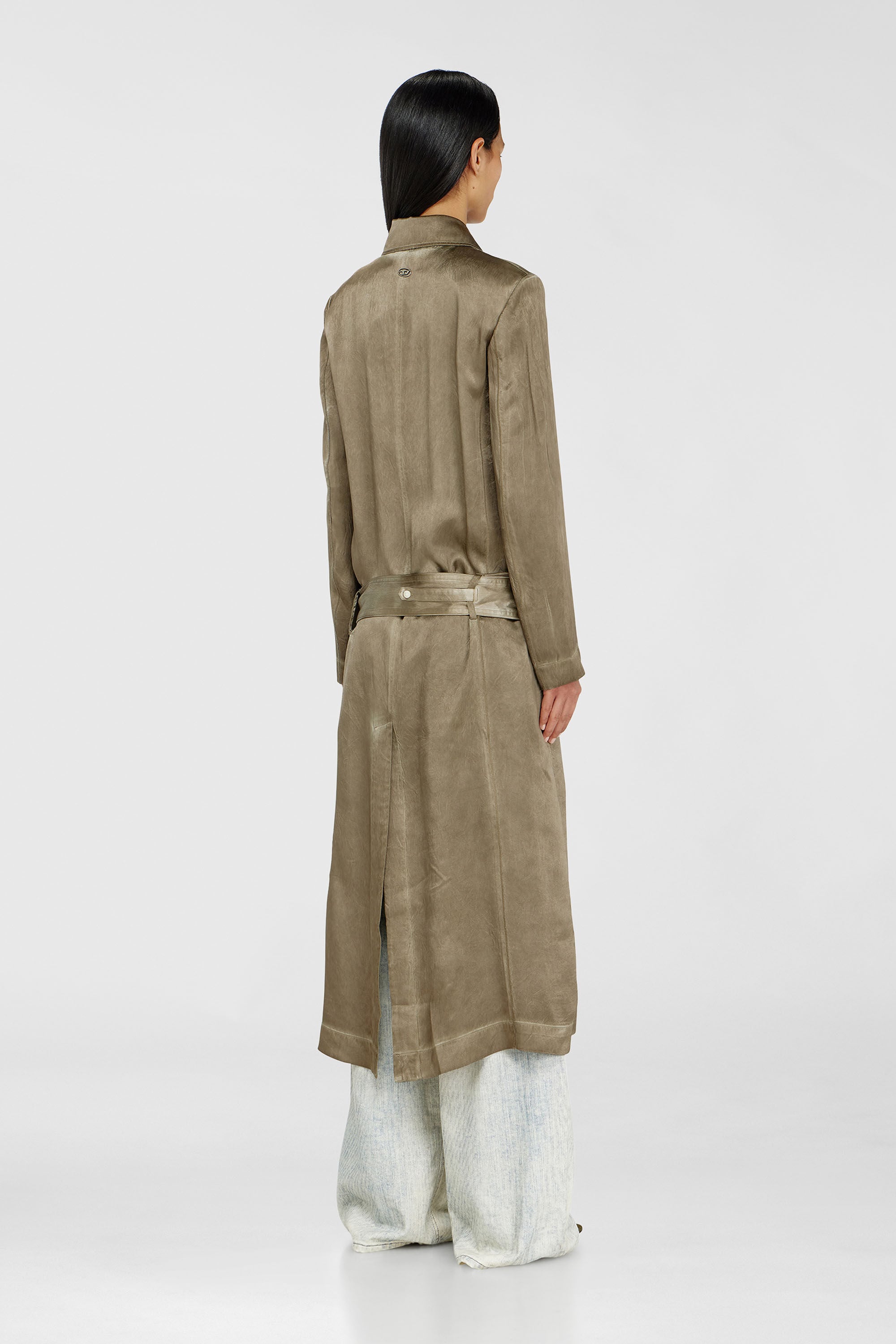 Diesel - G-LADES, Trench coat en satin froiss&eacute; Femme in Marron - 5