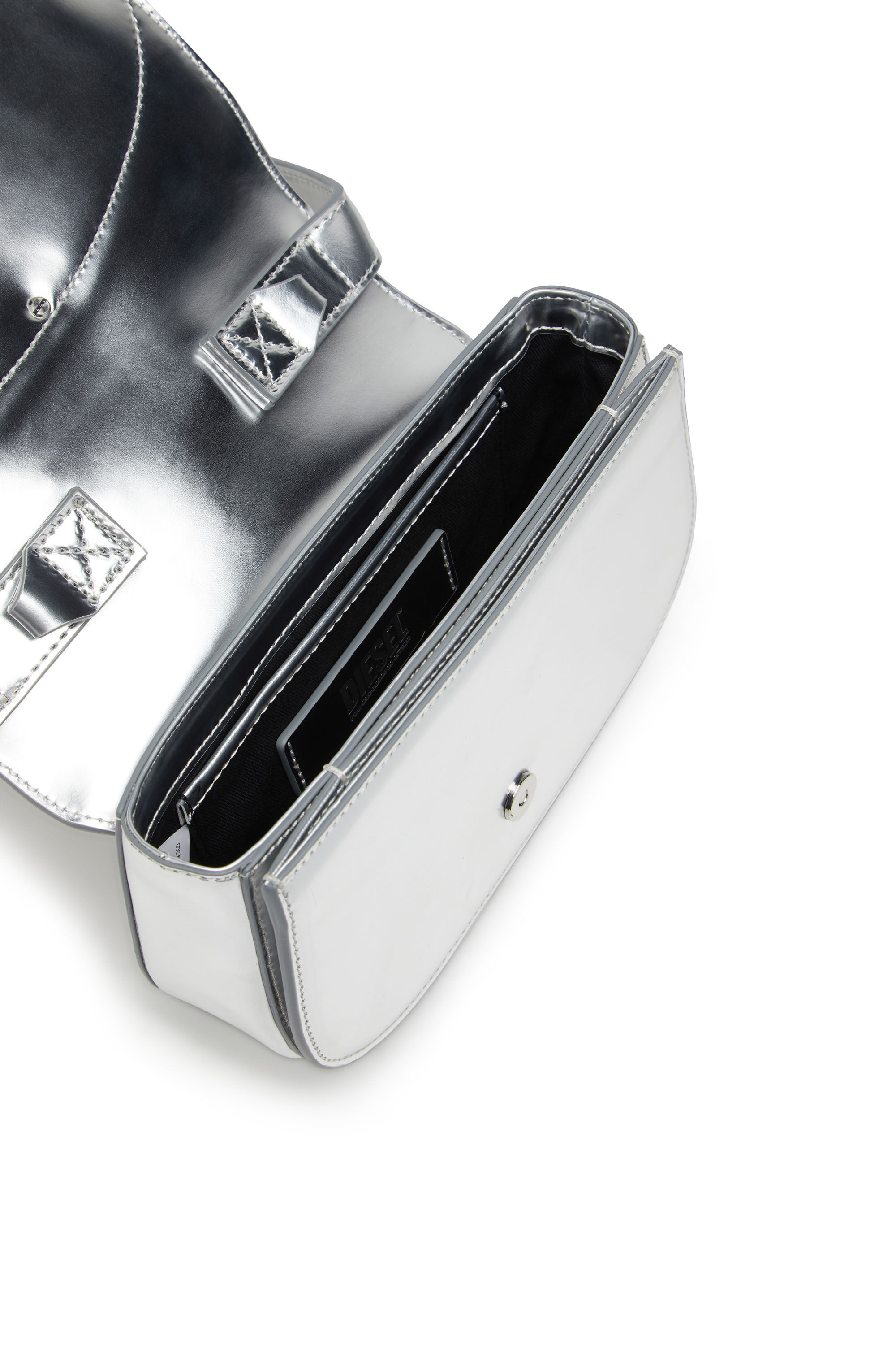 トートバッグ DIESEL FW25 Diesel Handbag (X08396.PS202 H0535 SILVER) Women's 1DR-Iconic shoulder bag in mirrored leather | Silver