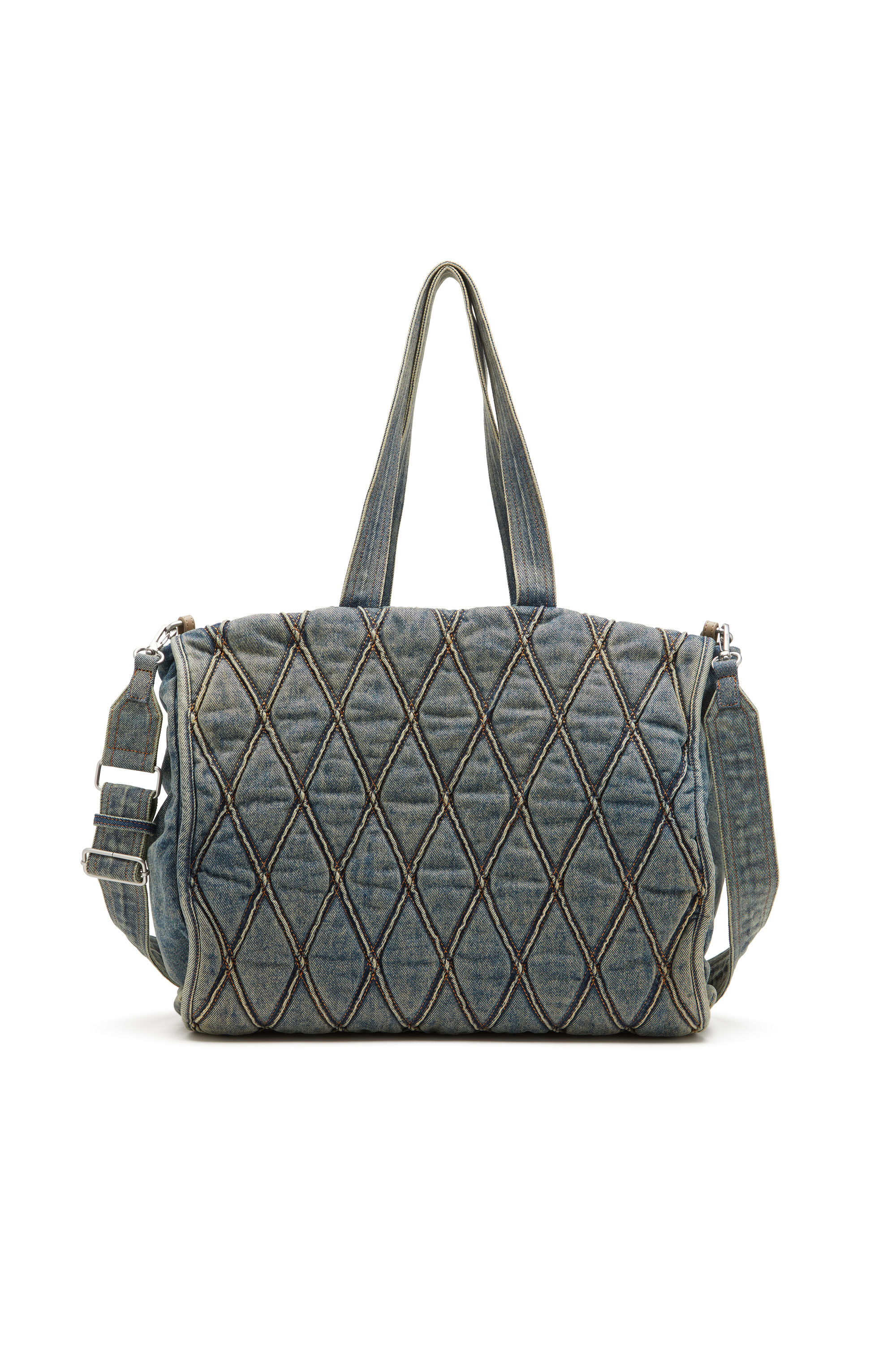 Women's Charm-D-Large tote bag in quilted denim | Blue | Diesel