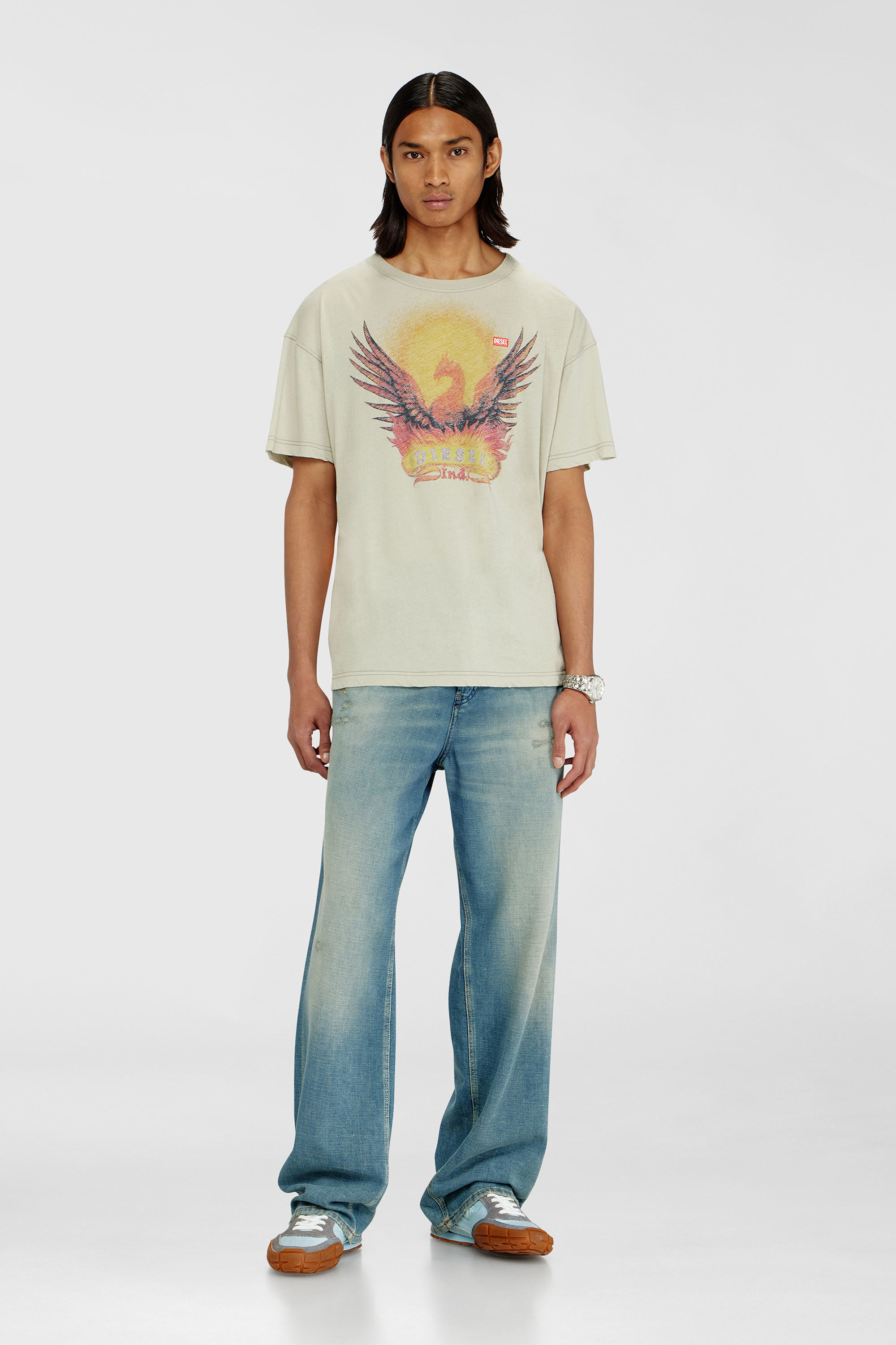 Fifty Diesel　ディーゼル Men's Regular T-shirt with Phoenix print | Beige | Diesel US
