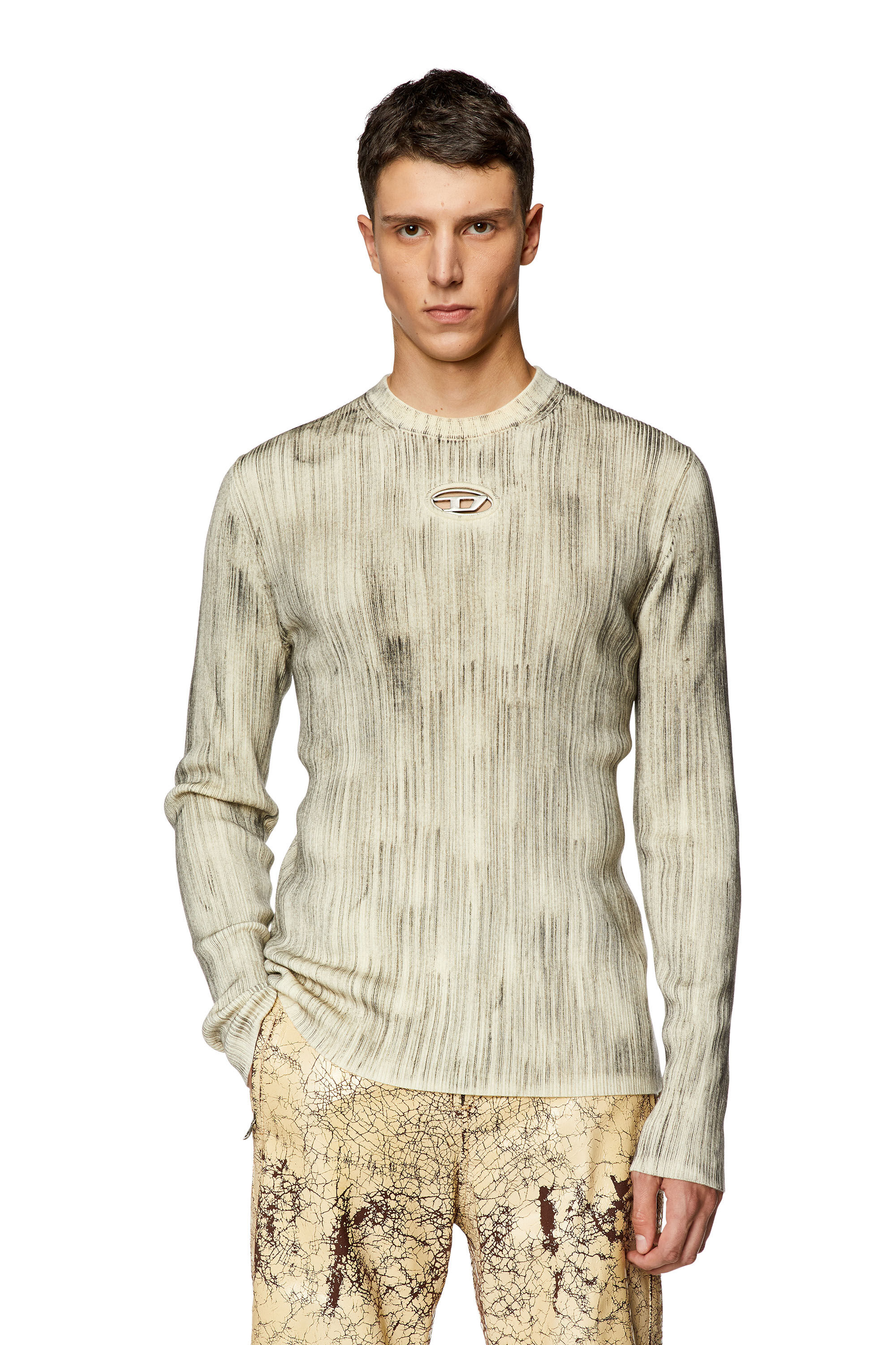 Men's Ribbed jumper with oval D plaque | Grey | Diesel