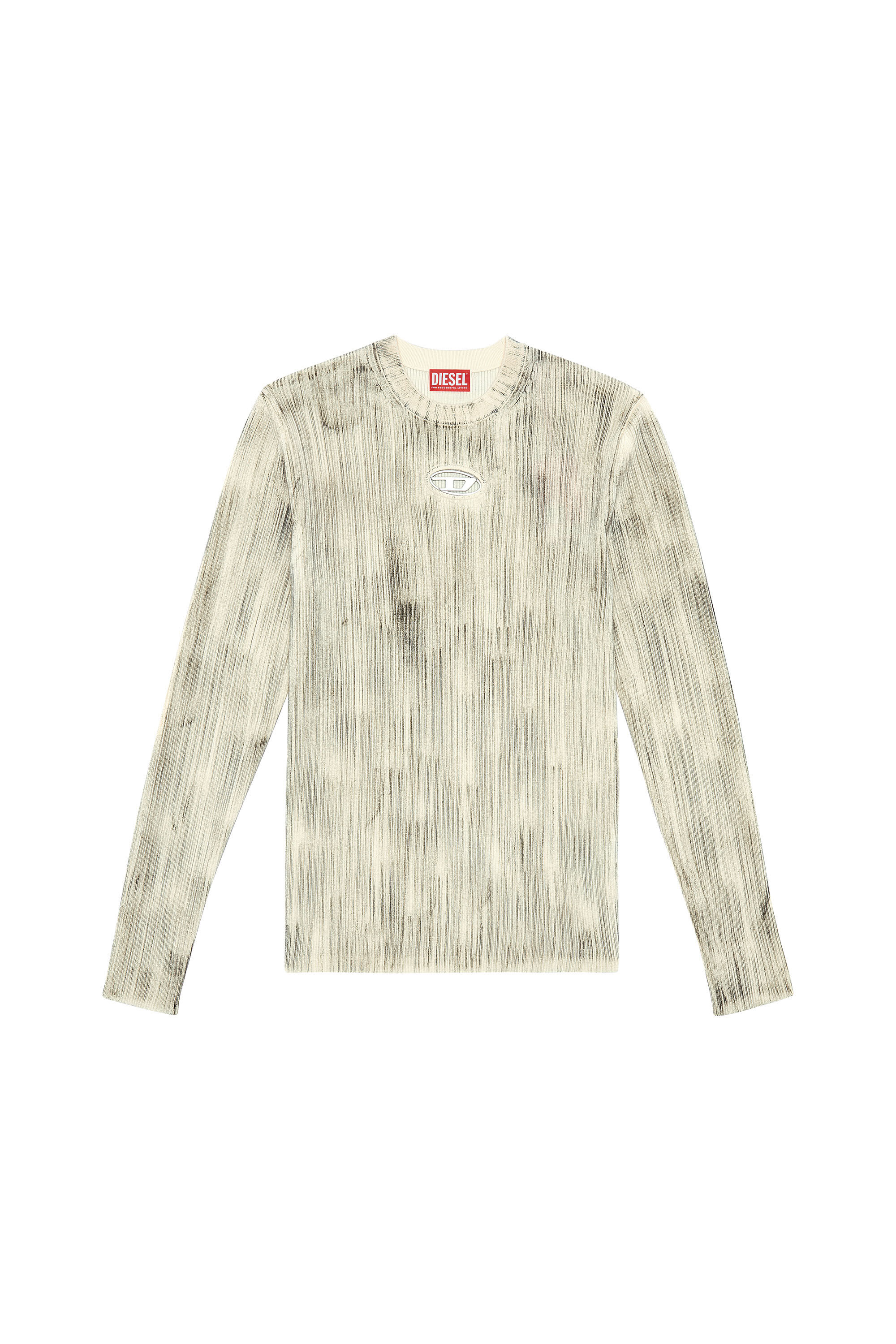 Diesel - K-ZACKY-C, Man's Ribbed jumper with oval D plaque in Light Grey - 2