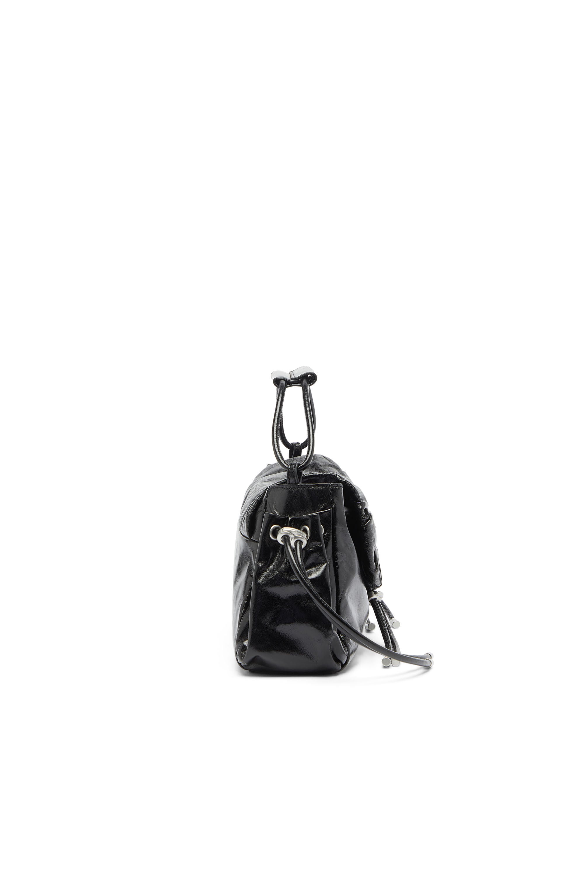 Women's Scrunch-D - Top-handle bag in shiny wrinkled leather