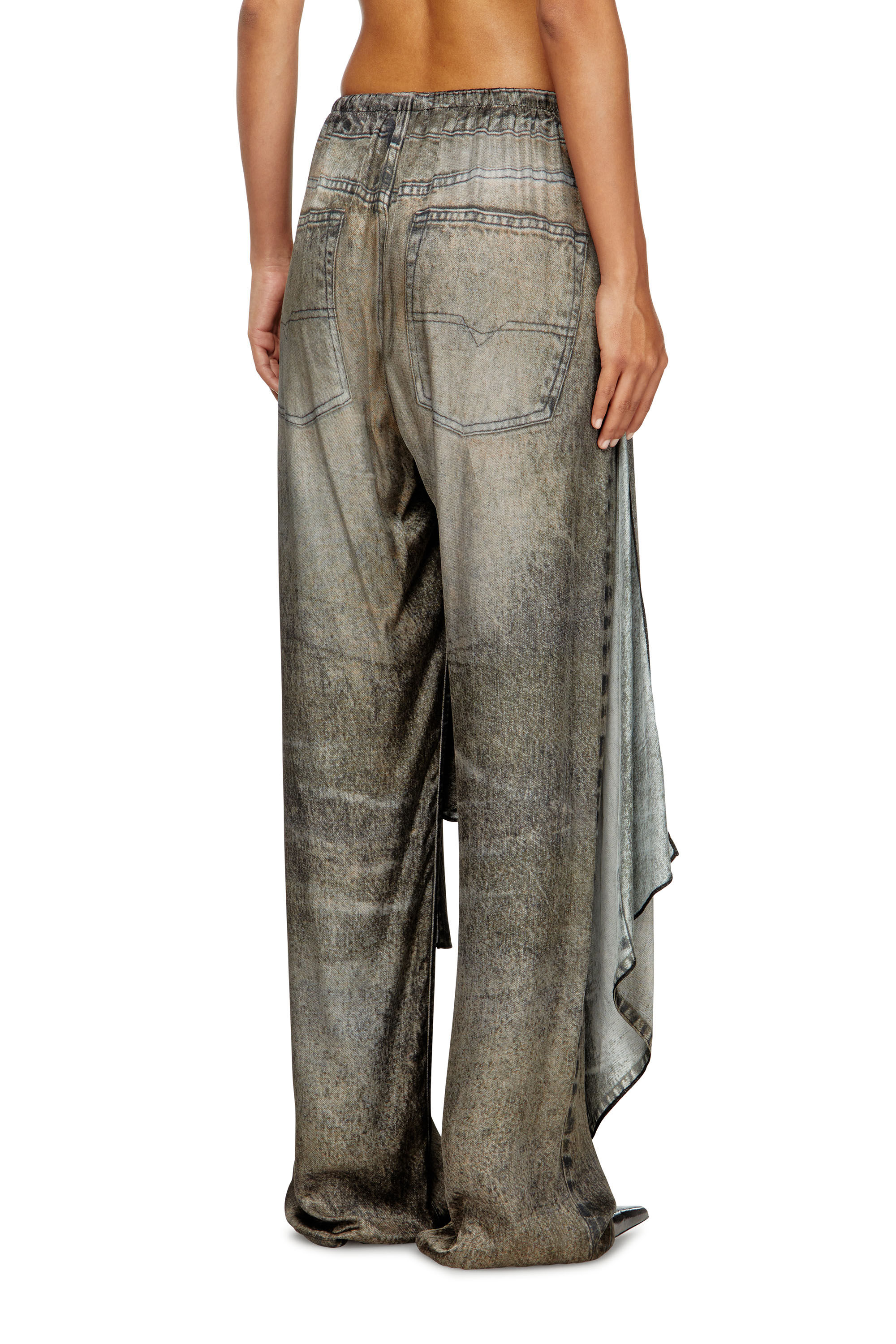 Women's Wrap pants in denim-look viscose | Grey | Diesel
