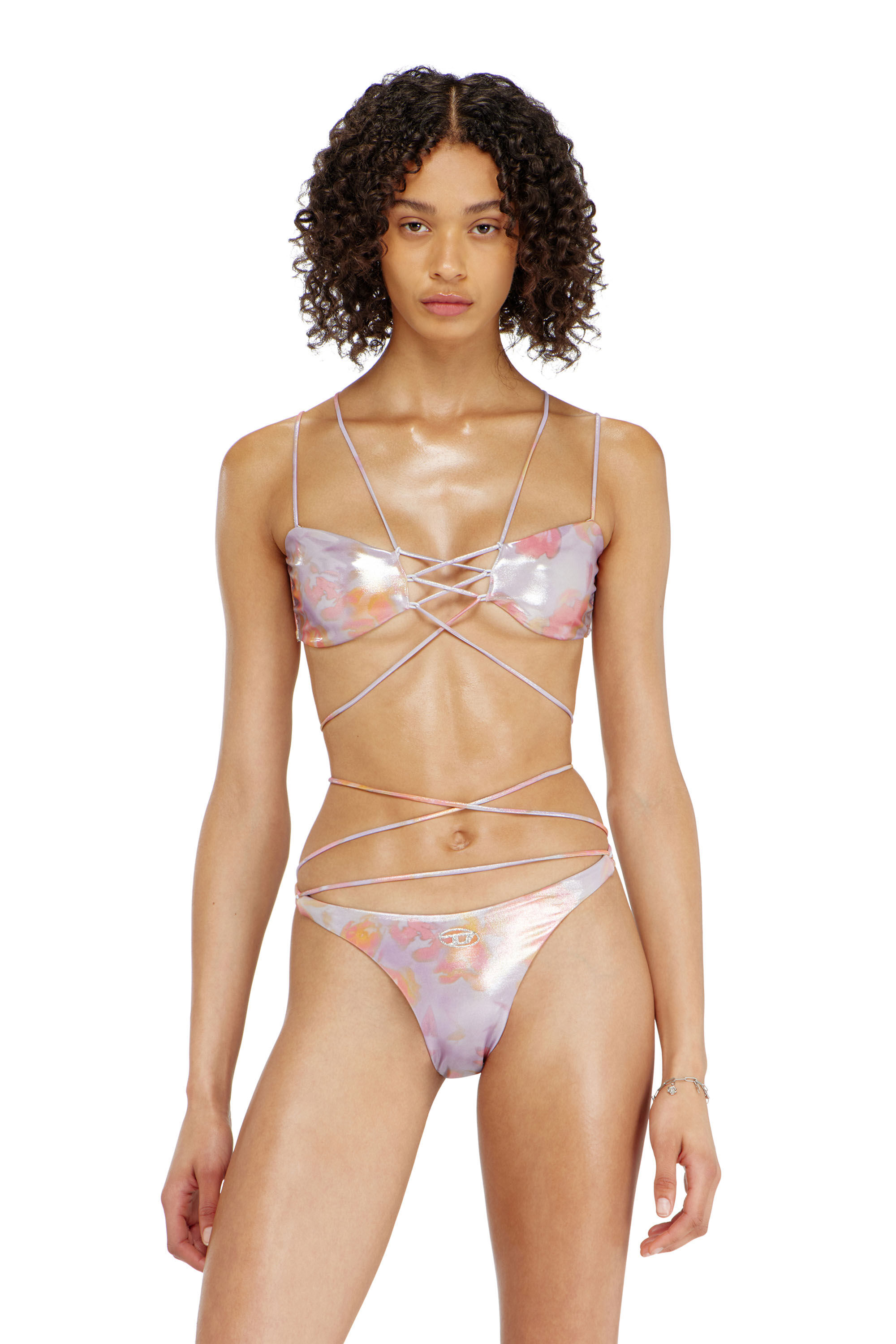 Diesel - NADINE-UTLT, Haut de bikini &agrave; bretelles m&eacute;talliques &agrave; motif fleuri Femme in ToBeDefined - 1
