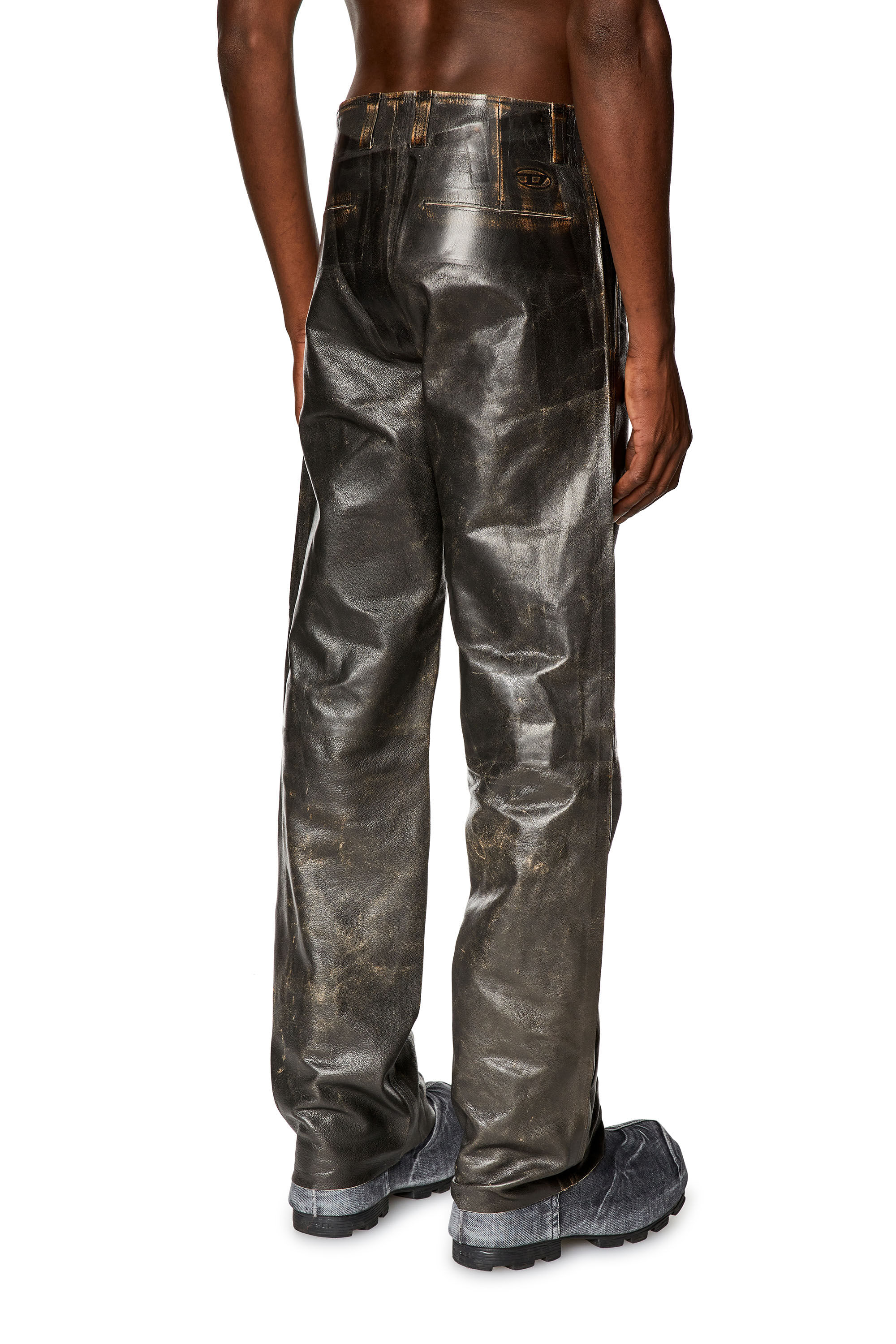 Diesel - P-KAUFFMAN, Male's Pants in coated leather in Brown - 5