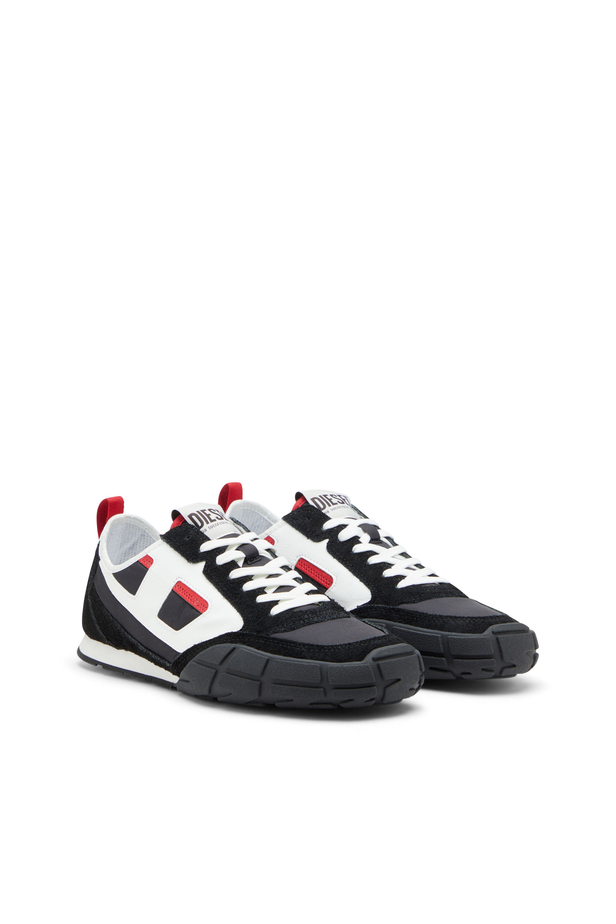 Diesel - S-PAGODHA LOW, Male's S-Pagodha-Sneakers in leather, suede and ripstop in Black/Red - 2