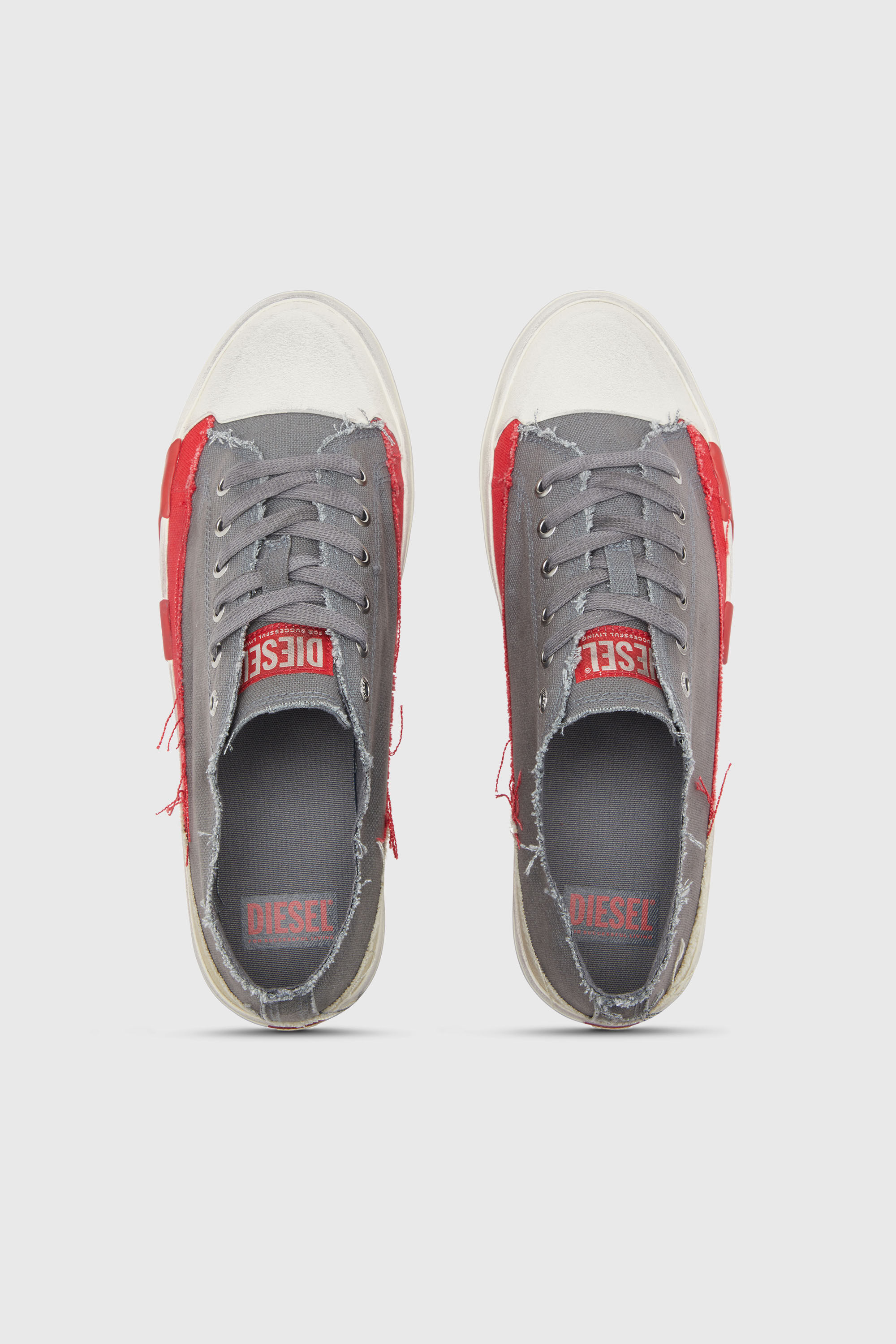 Diesel - S-D-VERSE LOW, S-D-Verse-Zapatillas de lona con efecto desgastado Hombre in Gris - 4