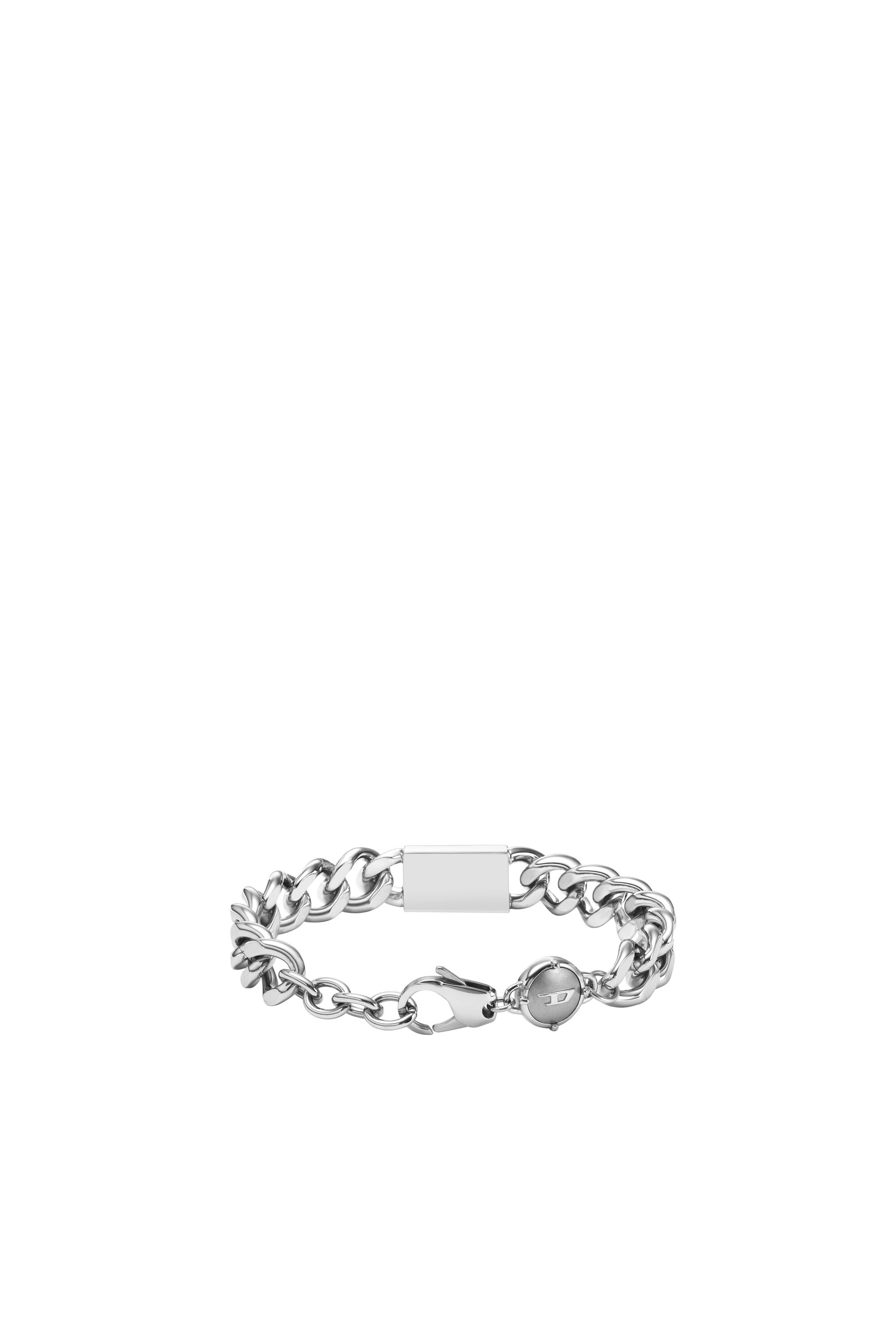Diesel - DX1371, Bracelet chaîne en acier inoxydable avec logo Homme in Gris argenté - 2