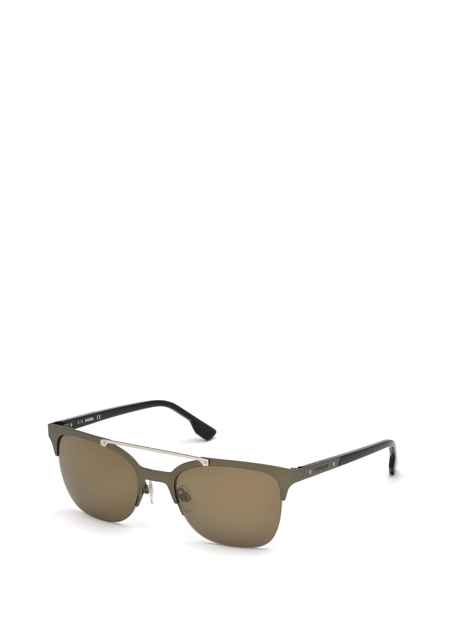 Diesel - DL0215, Male's Square eyewear with metal double bridge in Dark Green - 4