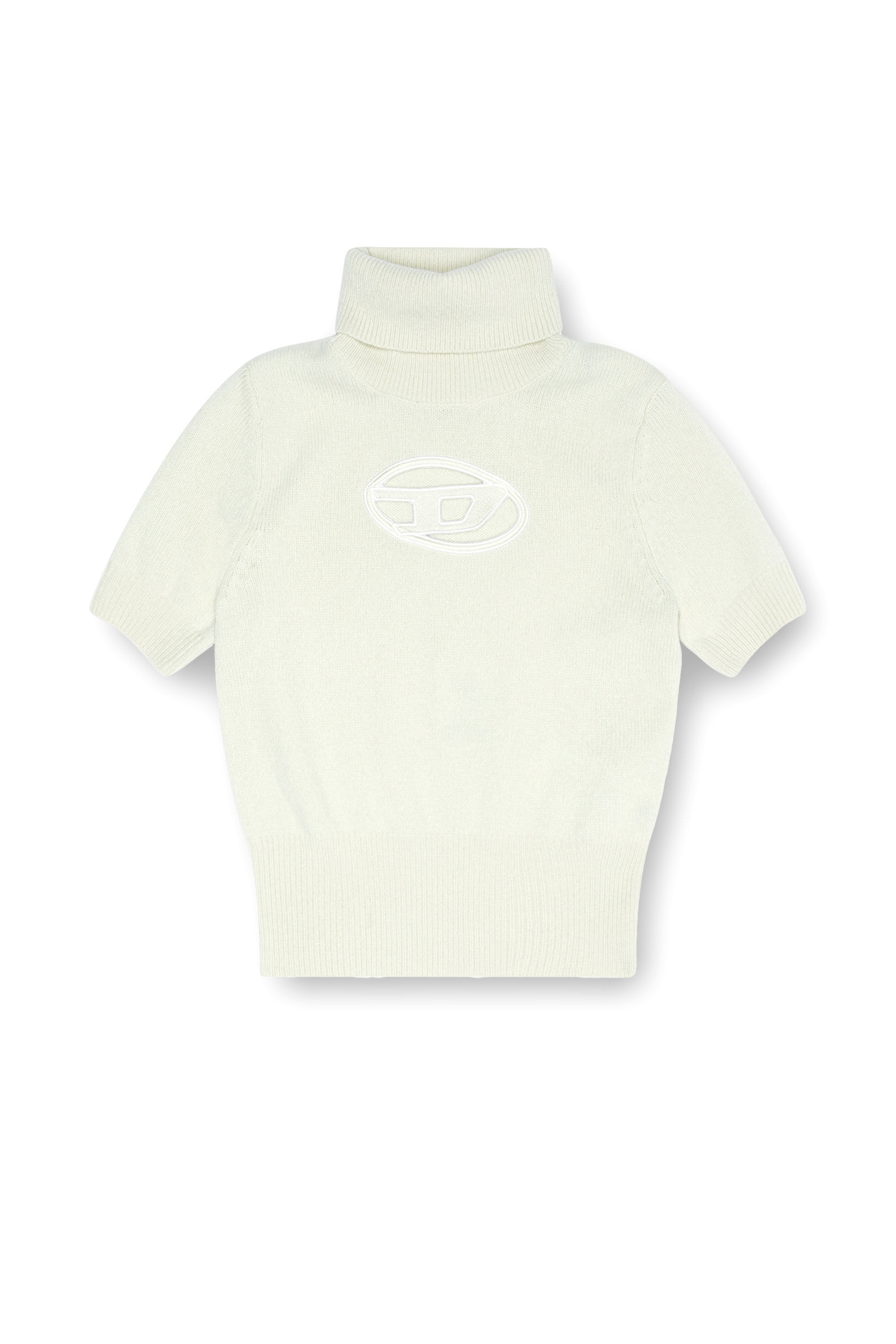 Diesel - M-ARGARET, Pull à manches courtes avec logo effet découpé Femme in Blanc - 2