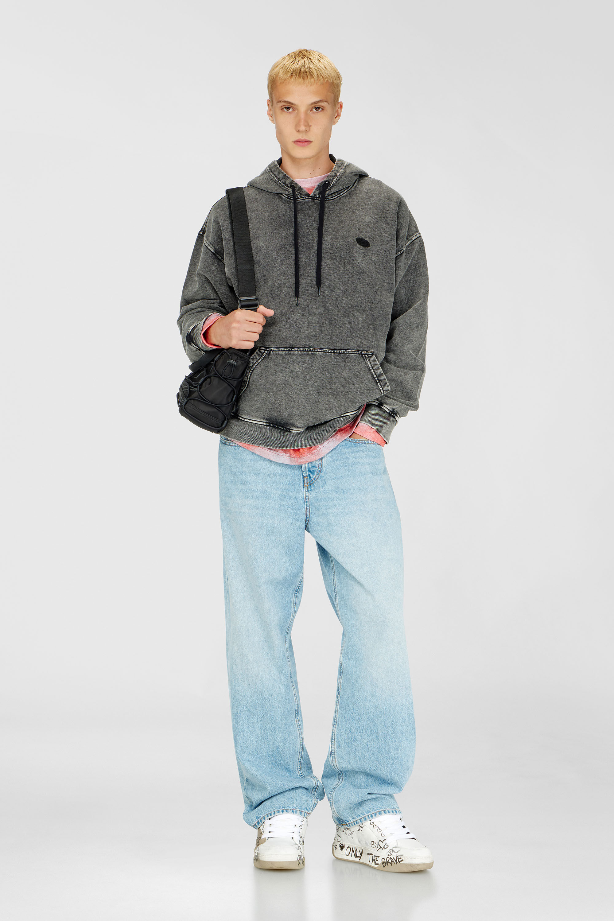 Diesel - S-BOXT-HOOD-DEN, Male's Hoodie with raw-cut back patch in Dark Grey - 1