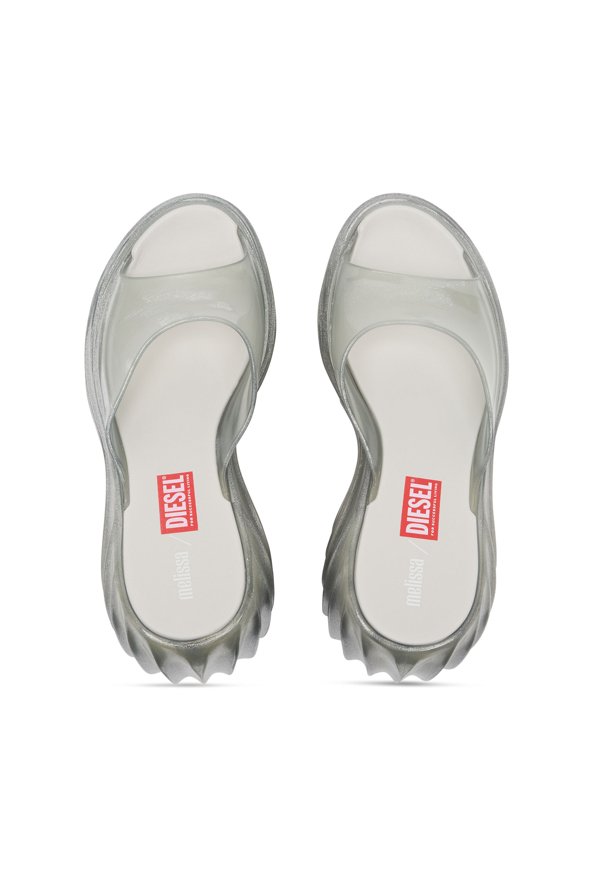 Women's Platform mule in Melflex® | Silver | Diesel