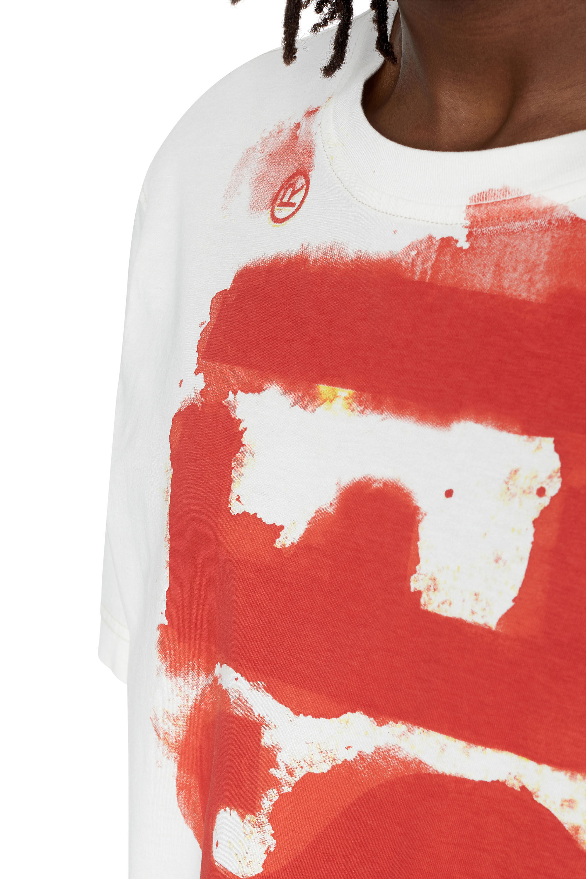 Diesel - T-JUST-E16, Male's T-shirt with bleeding logo print in White - 4