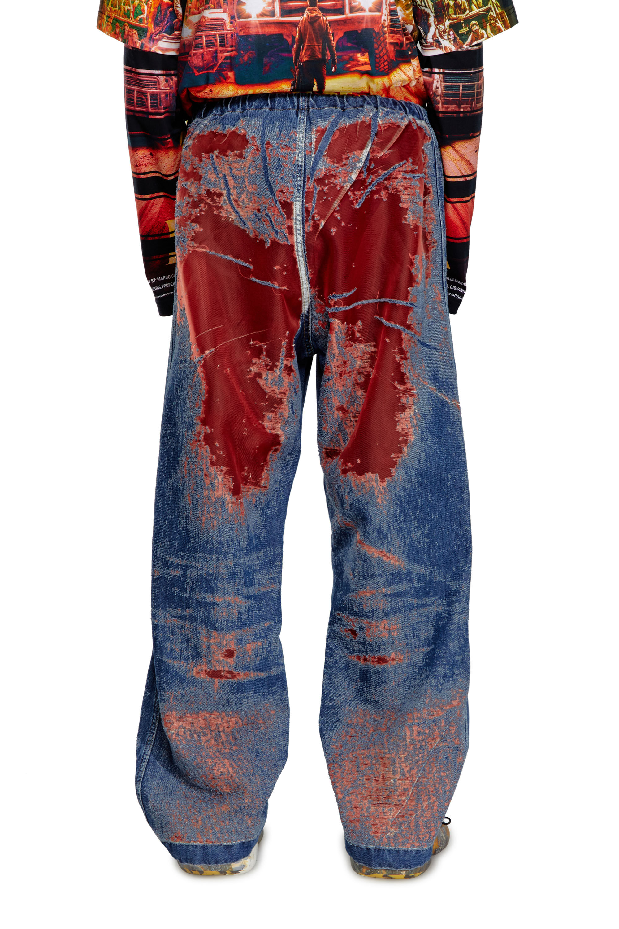 Diesel - Male's Relaxed Jeans D-Martial 068MI, Blue/Red - 4