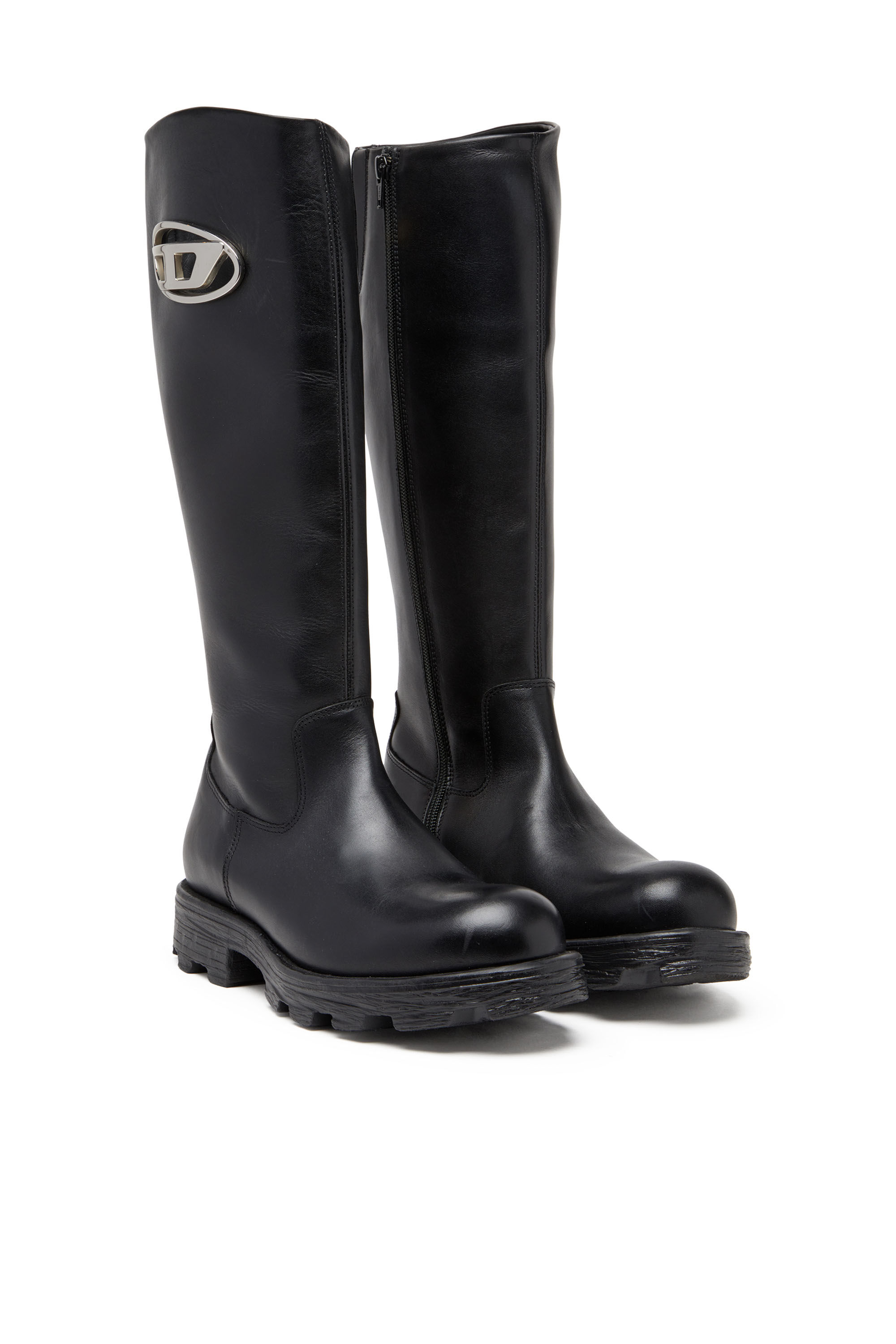 Women's D-Hammer-Leather knee-high boots | Black | Diesel