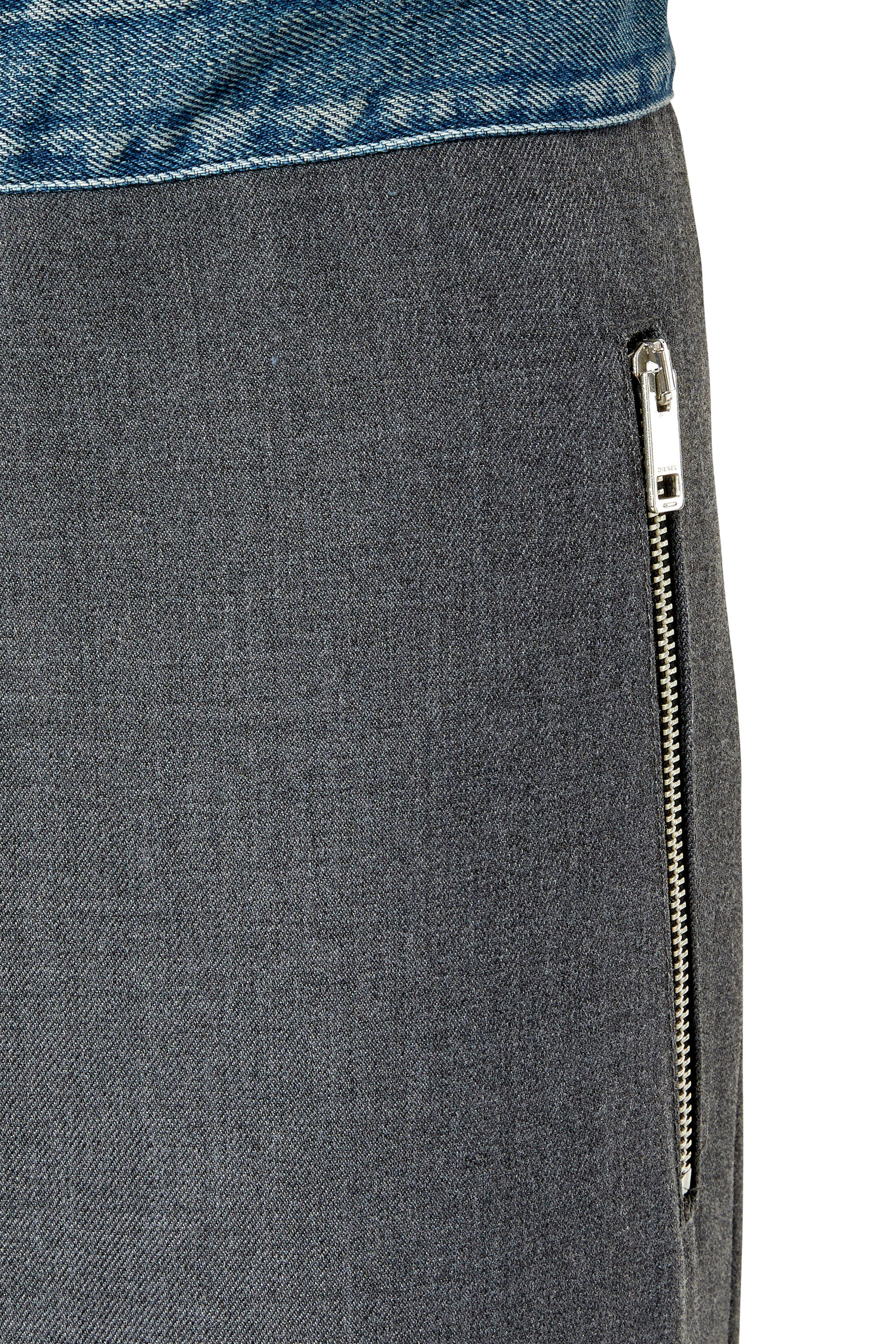 Diesel - P-GOLD-A, Male's Wool pants with denim waistband in Dark Grey - 4