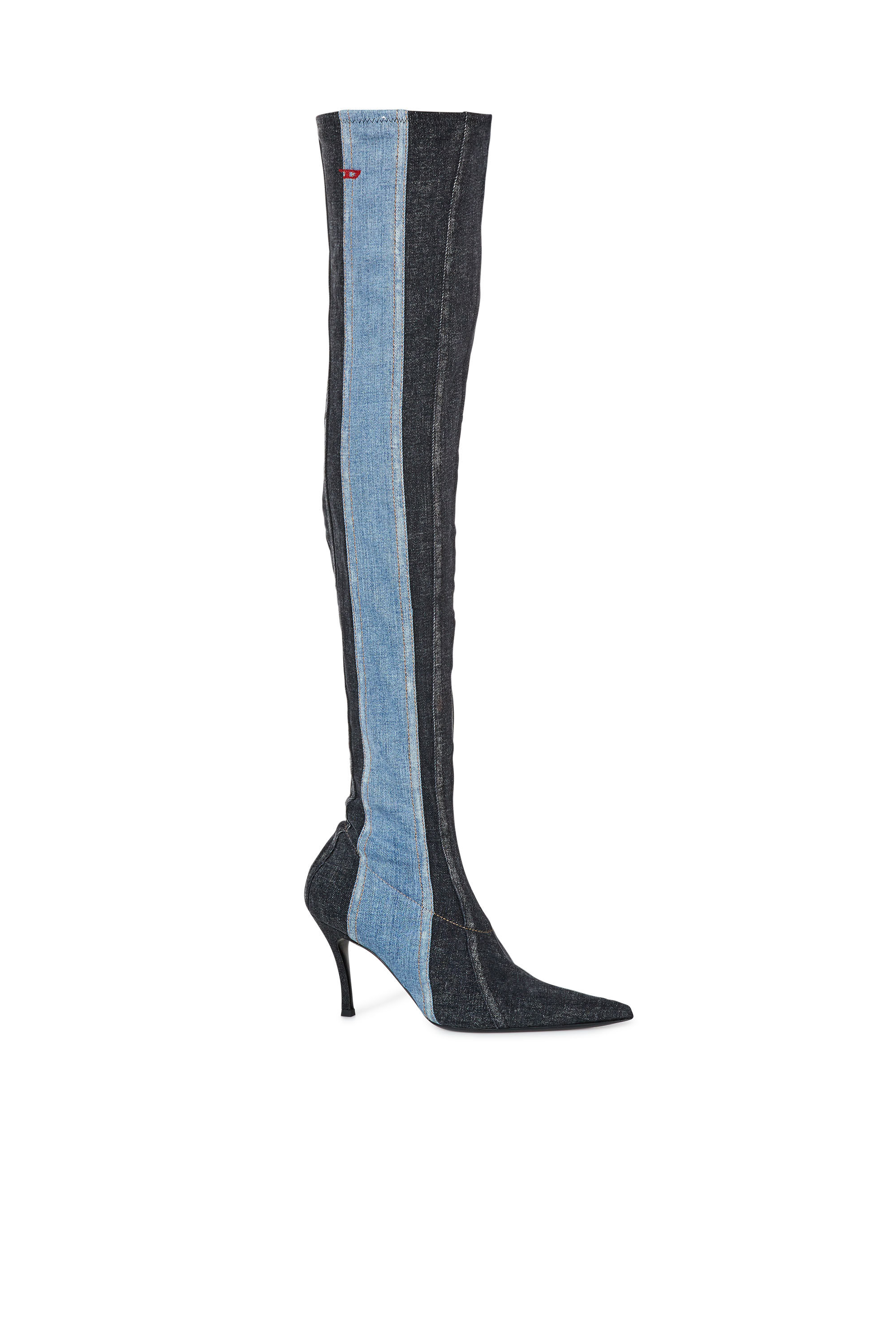 Diesel - D-VENUS TBTS, Female's D-Venus TBTS - Over-the-knee boots in stretch denim in Blue/Black - 1