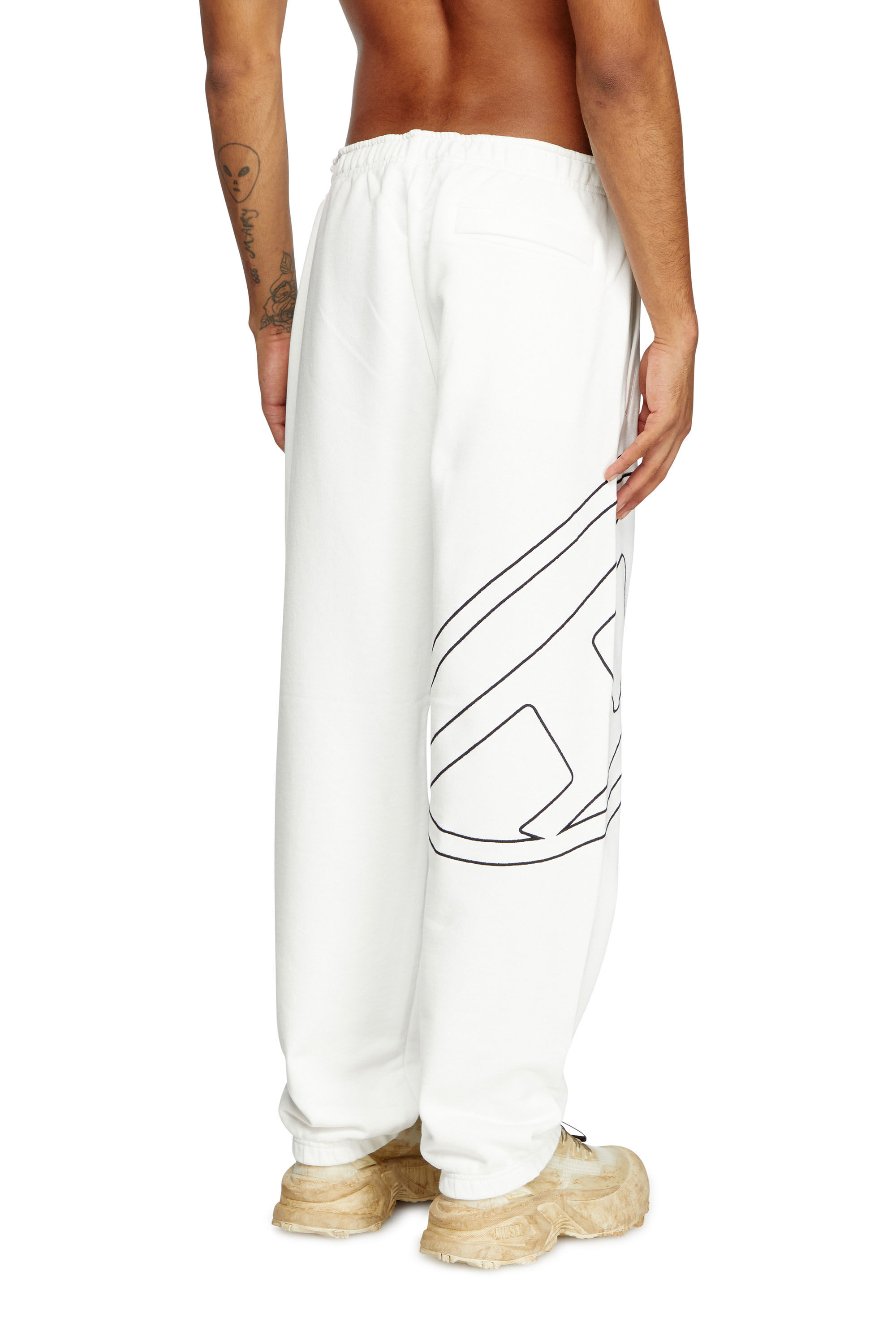 Men's Track pants with mega oval D | White | Diesel US