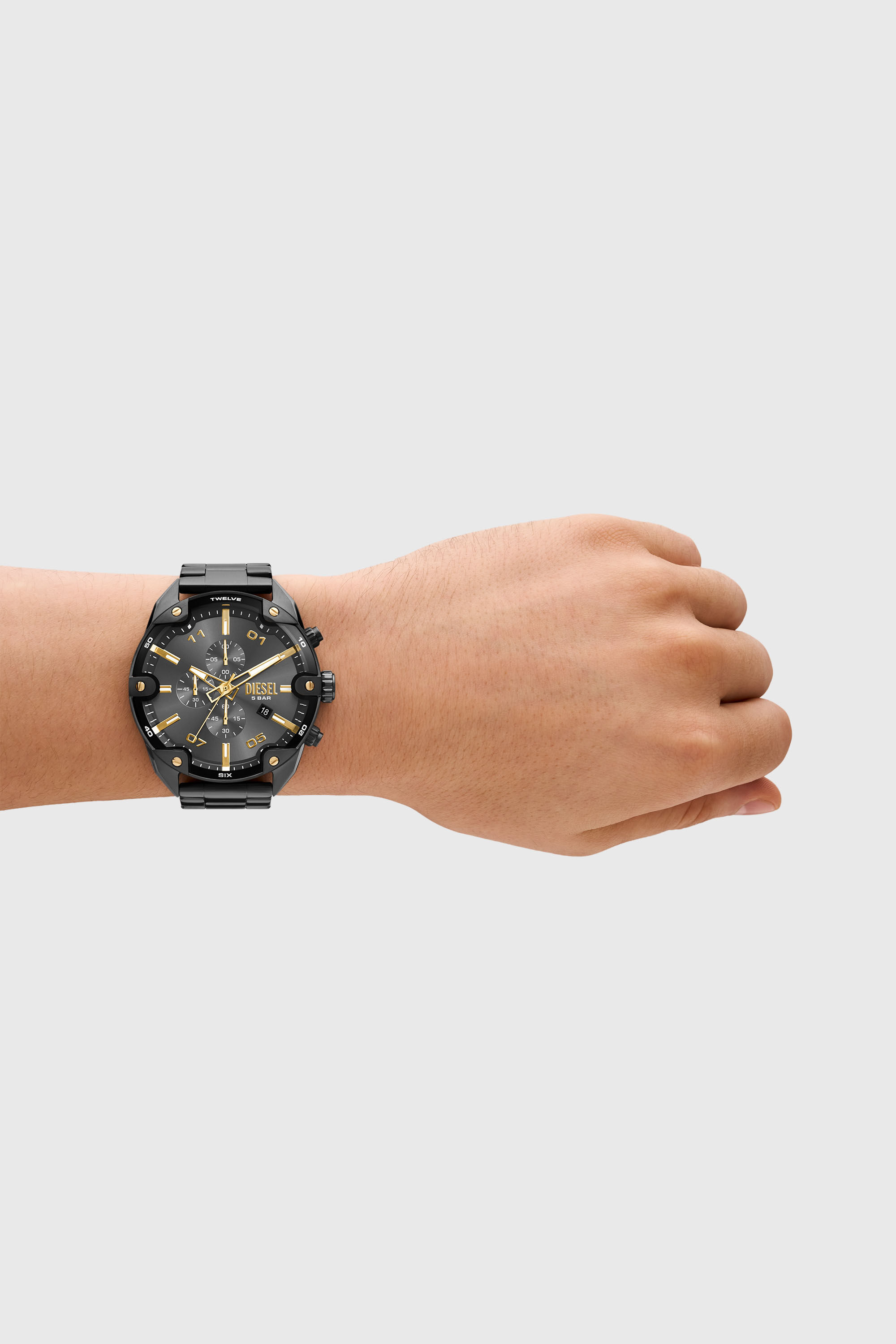 Men's Spiked Two-Tone Stainless Steel Watch | Grey | Diesel US