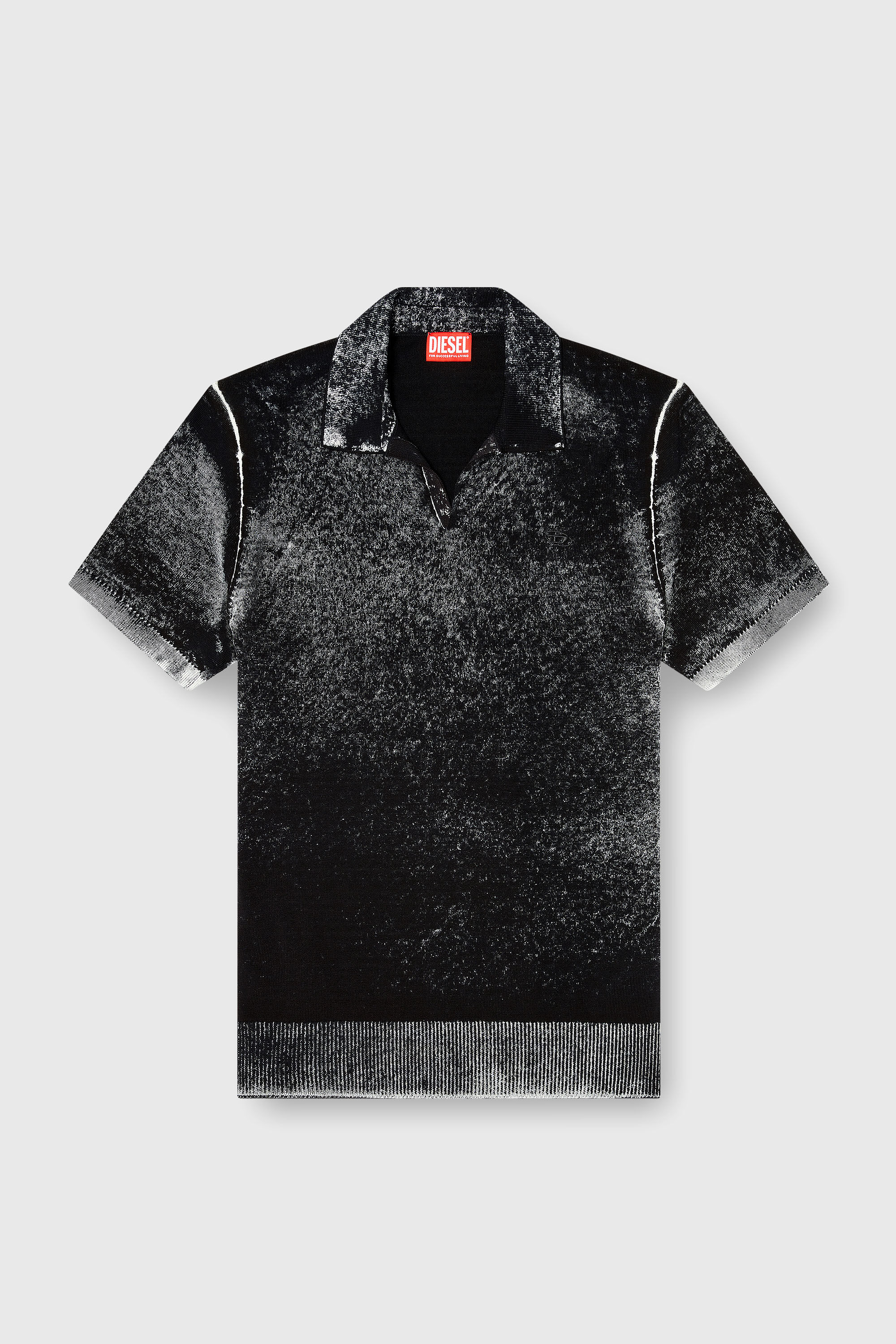 Diesel - K-LAWRIE, Man's Knit polo shirt with faded reverse print in Black - 2