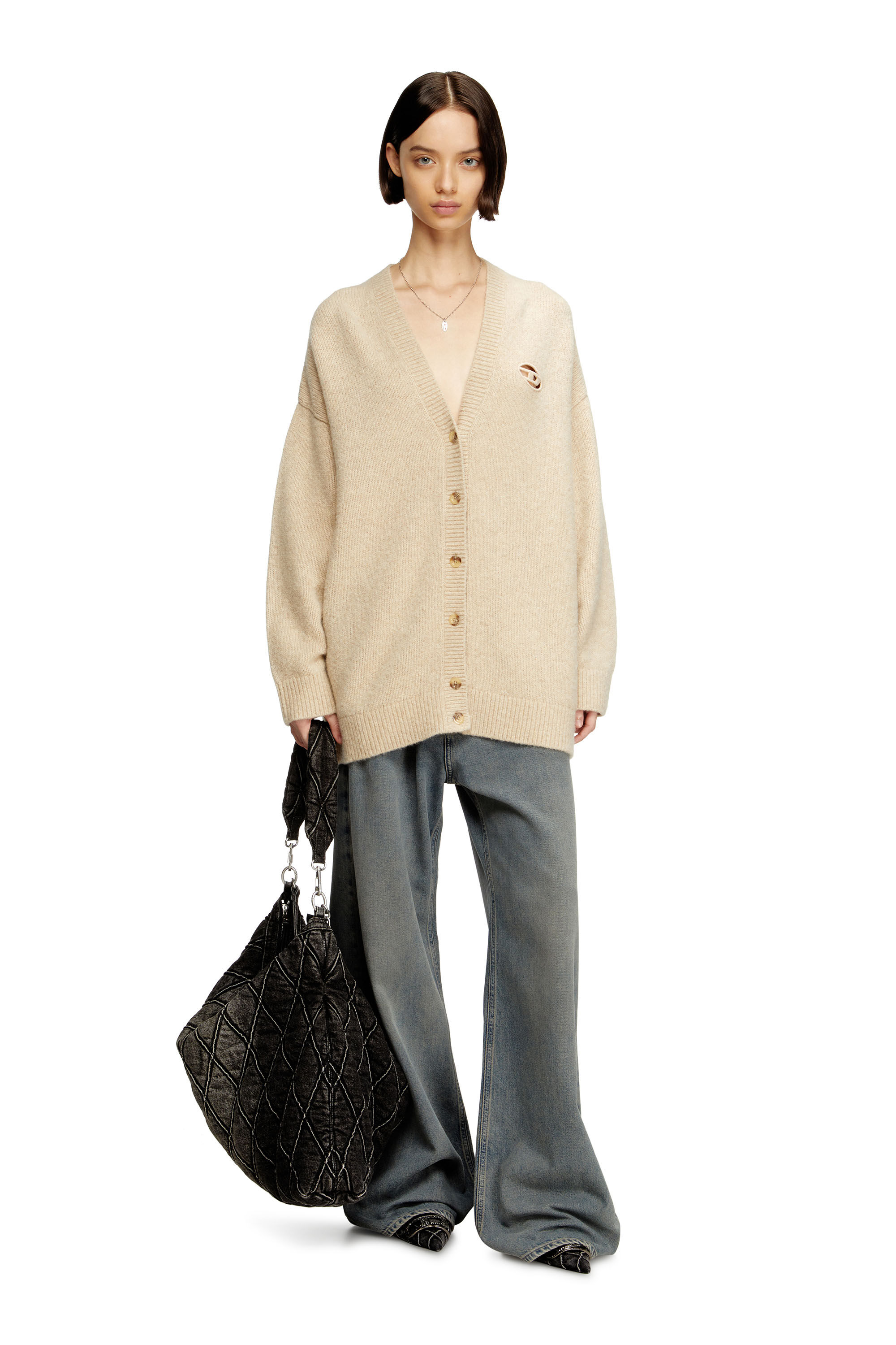 Women's Cardigan in wool and alpaca blend | Beige | Diesel