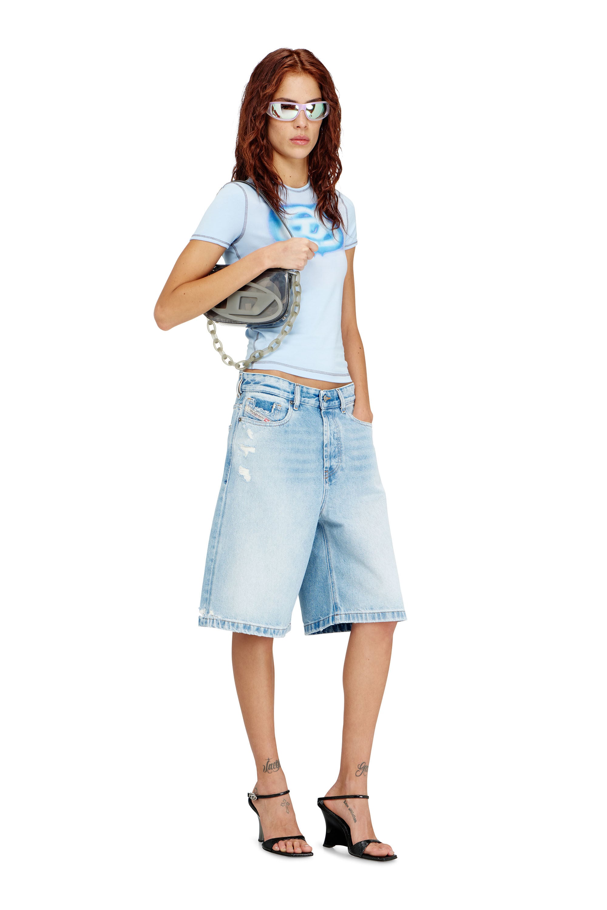 Women's 1DR-Iconic shoulder bag in transparent TPU | Grey | Diesel