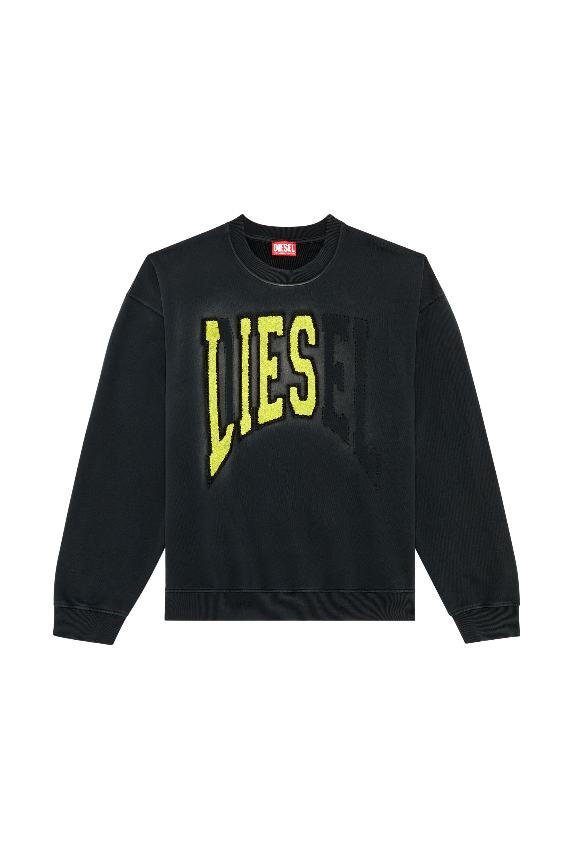 Diesel - S-BOXT-N6, Male's College sweatshirt with LIES patches in Black - 2