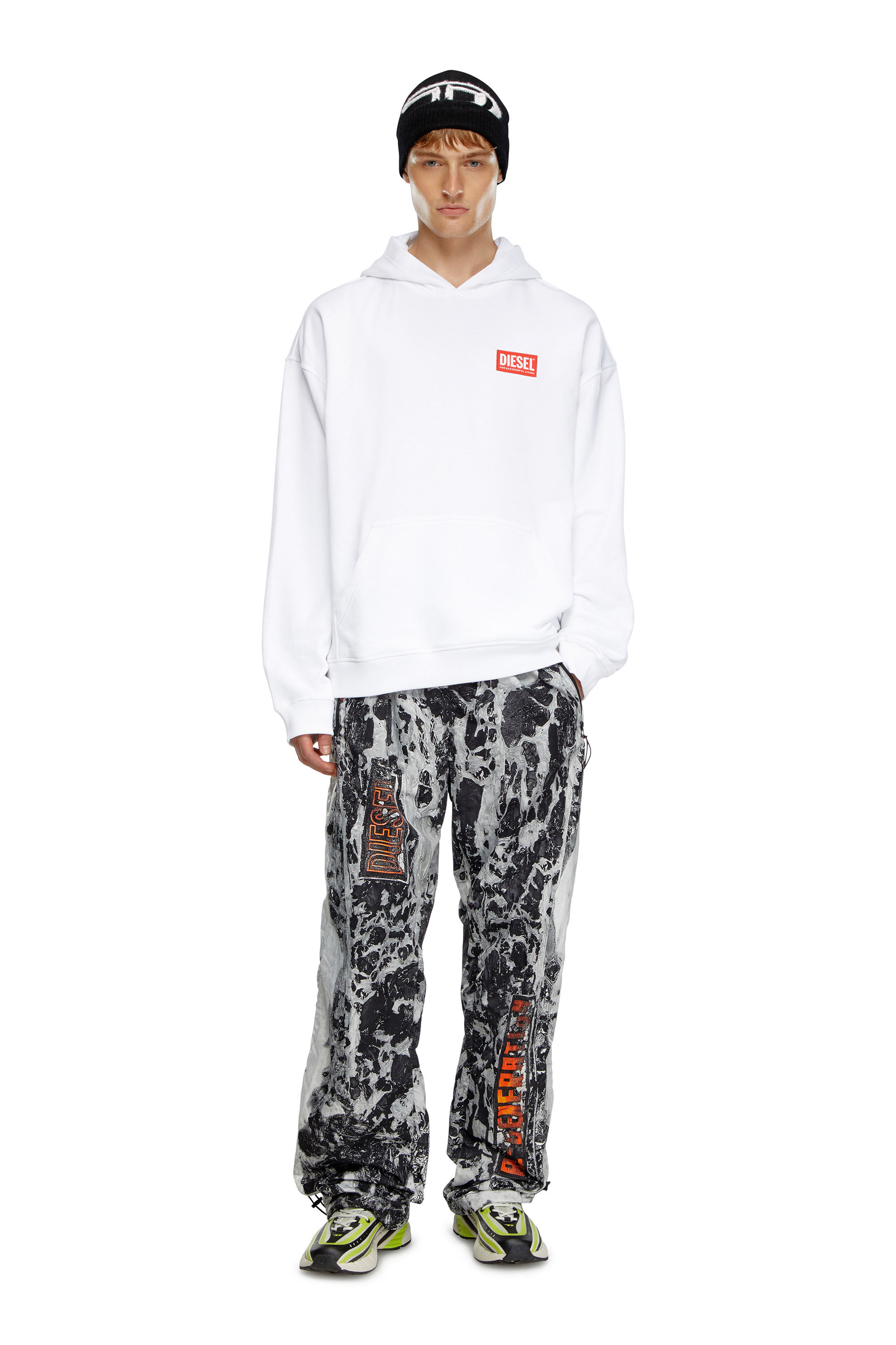 Diesel - S-BOXT-HOOD-LAB, Sweat-shirt à capuche avec étiquette Diesel Homme in Blanc - 1