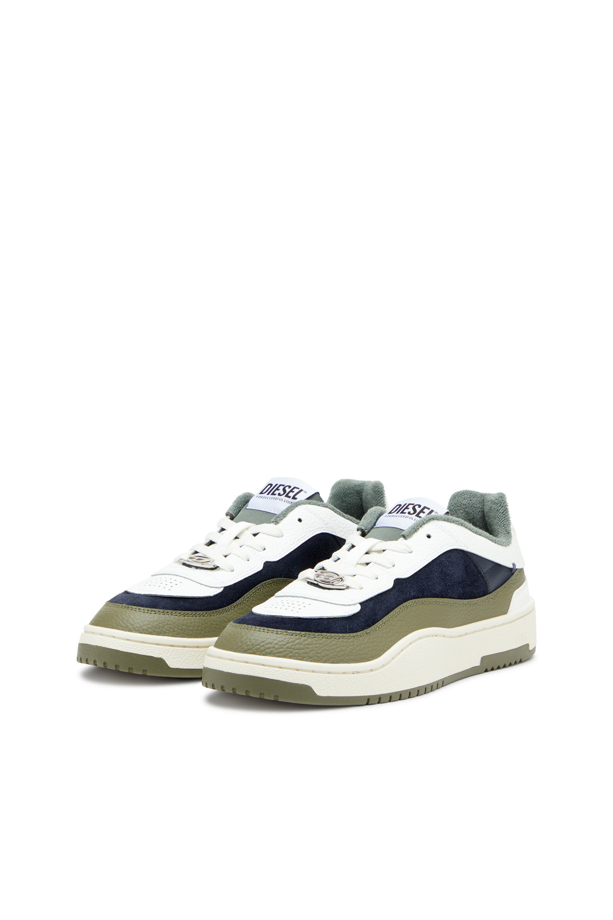 Diesel - S-OVAL SKATE LOW, Man's S-Oval Skate-Sneakers in leather in White/Green - 8