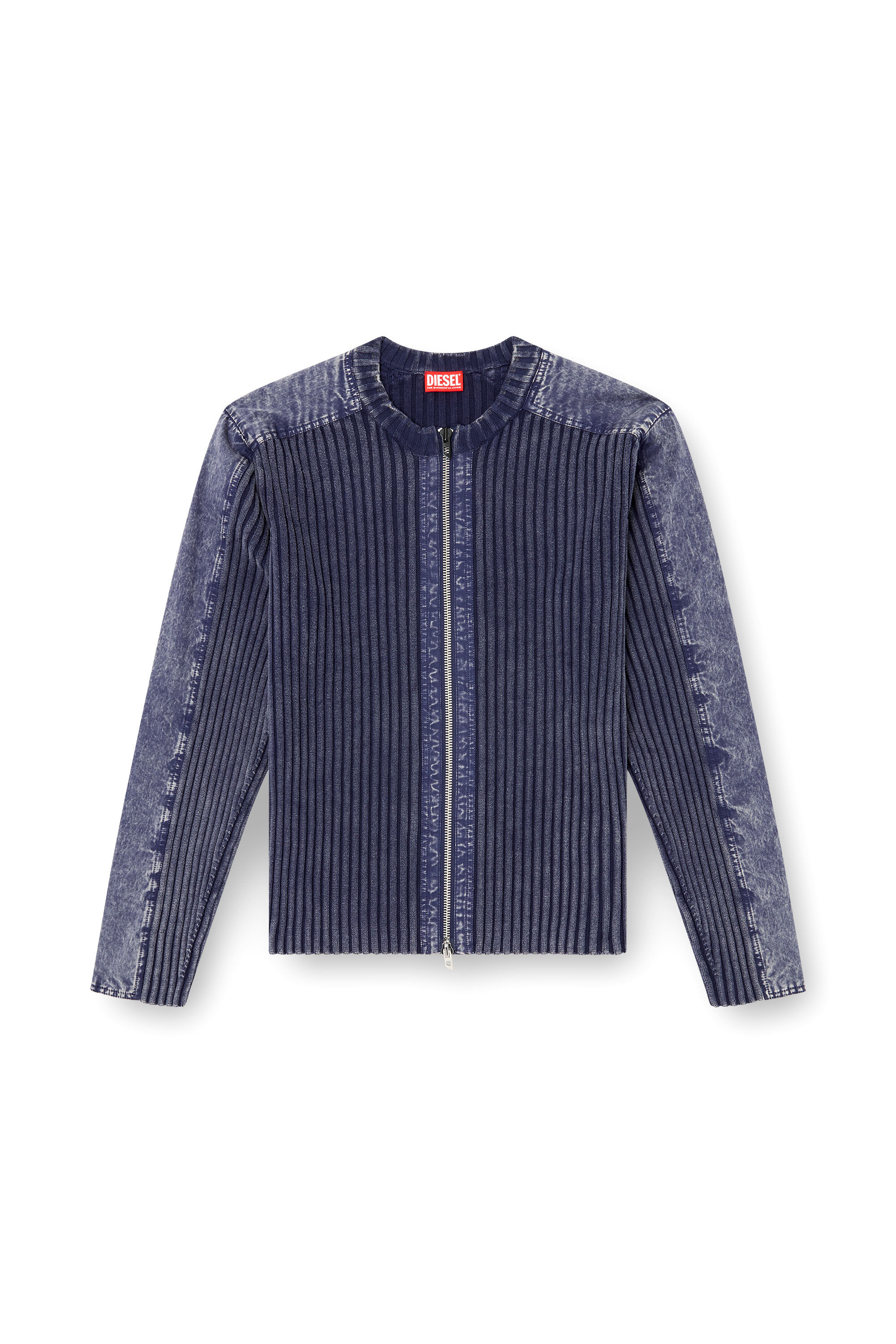 Diesel - K-MATTY, Male's Zip-up cardigan with contrast panels in Blue - 2