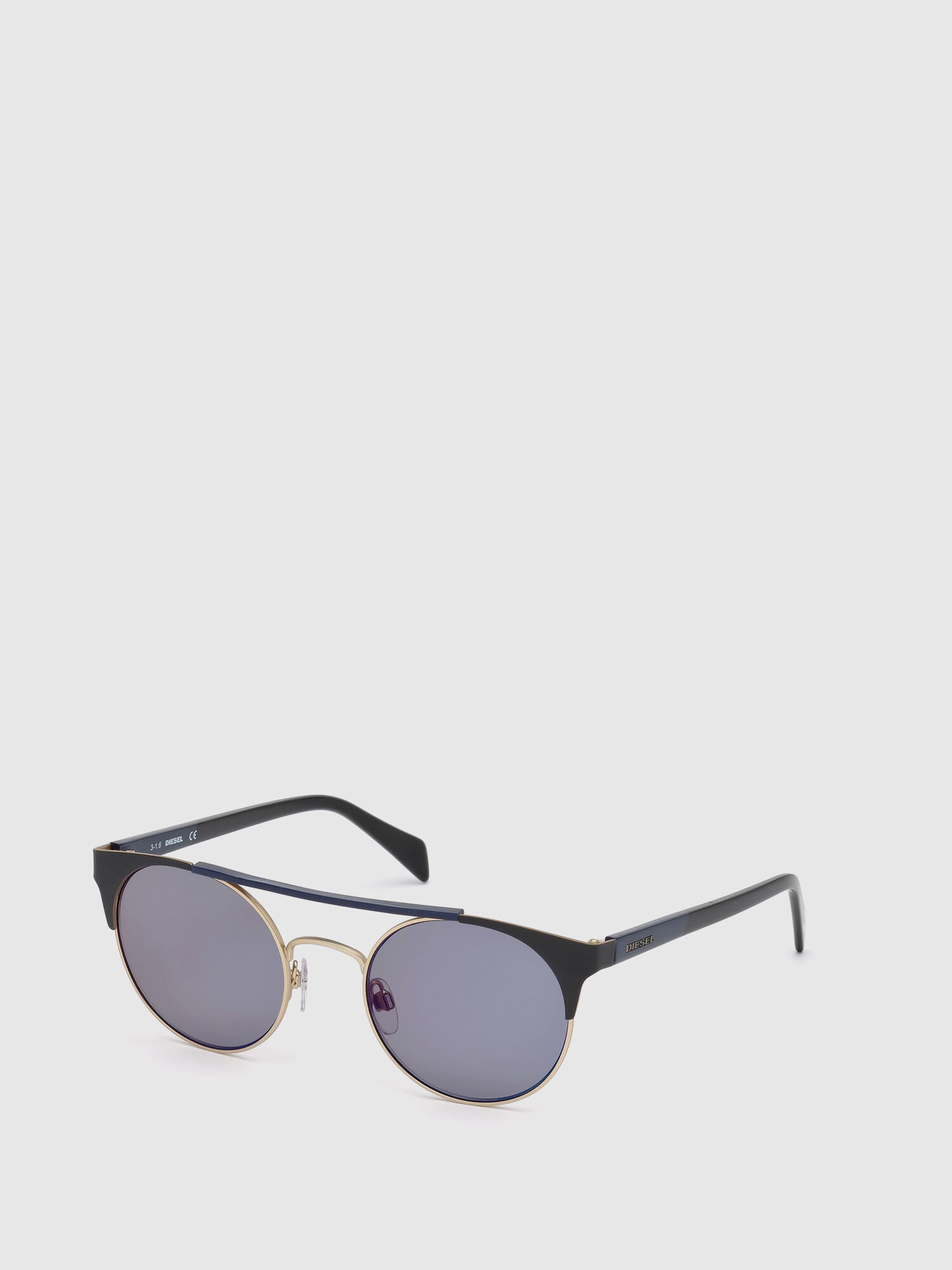 Diesel - DL0218, Unisex's Panto-shaped metal eyewear in Black/Blue - 4