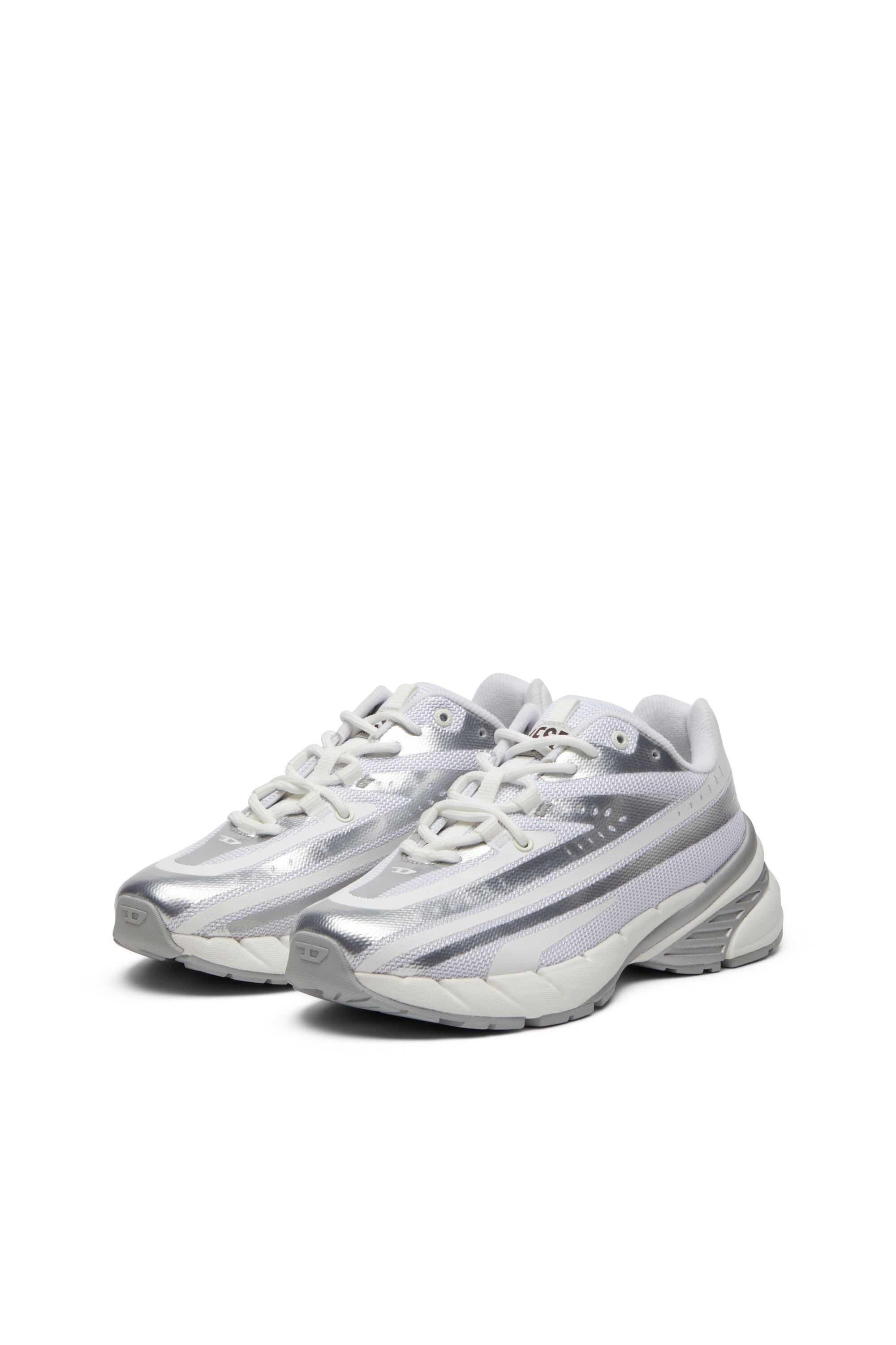 Diesel - D-AIRSPEED LOW W, Woman's D-Airspeed-Sneakers in coated metallic mesh in White - 8