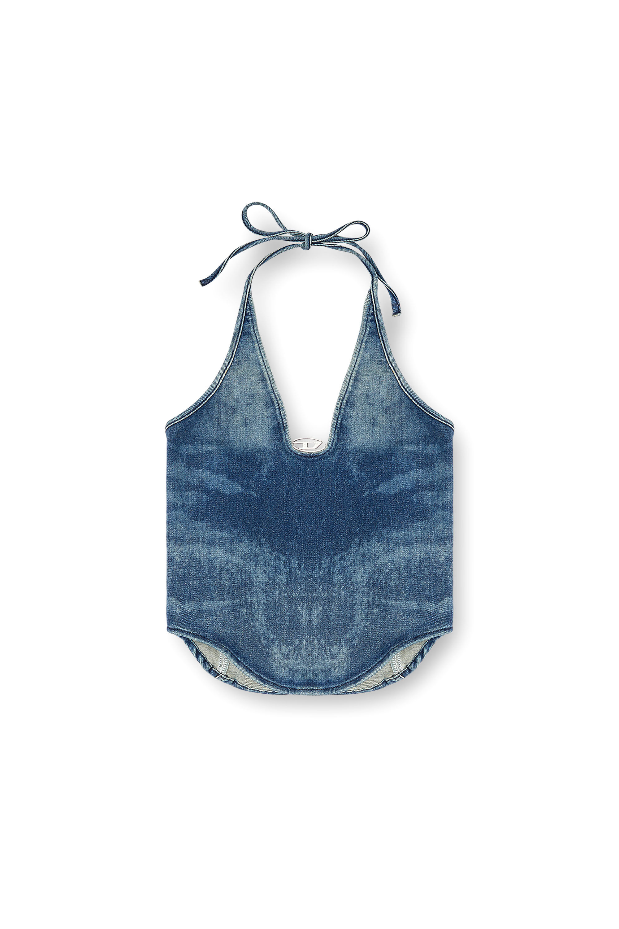 Diesel - DE-JANICE-S, Female's Halterneck top in Reform denim in Medium Blue - 2