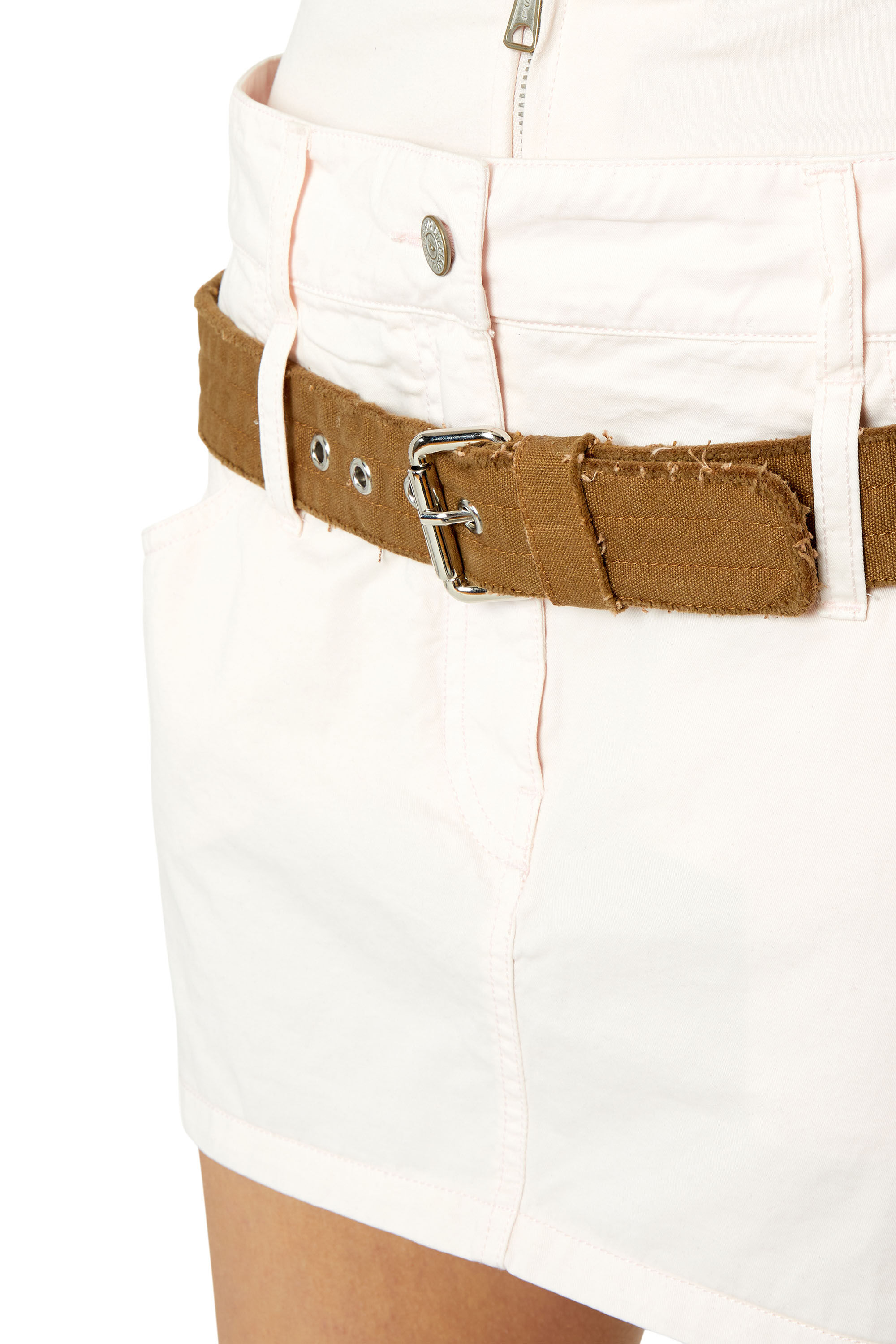 Diesel - O-ENTHIA, Female's Treated twill skirt with double waist in Pink - 5