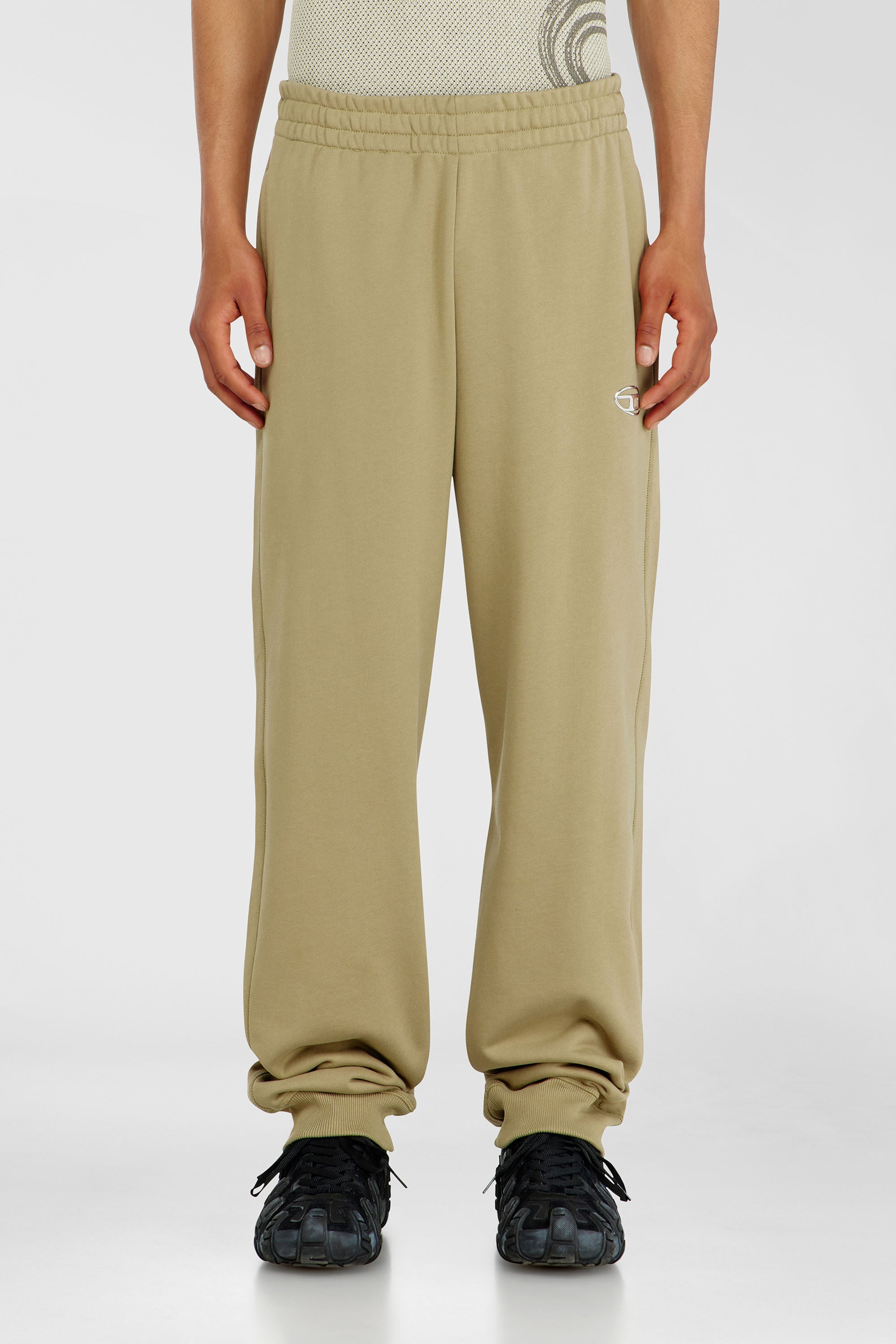 Diesel - P-MARKY-IOD, Male's Cotton pants with metallic Oval D in Beige - 3