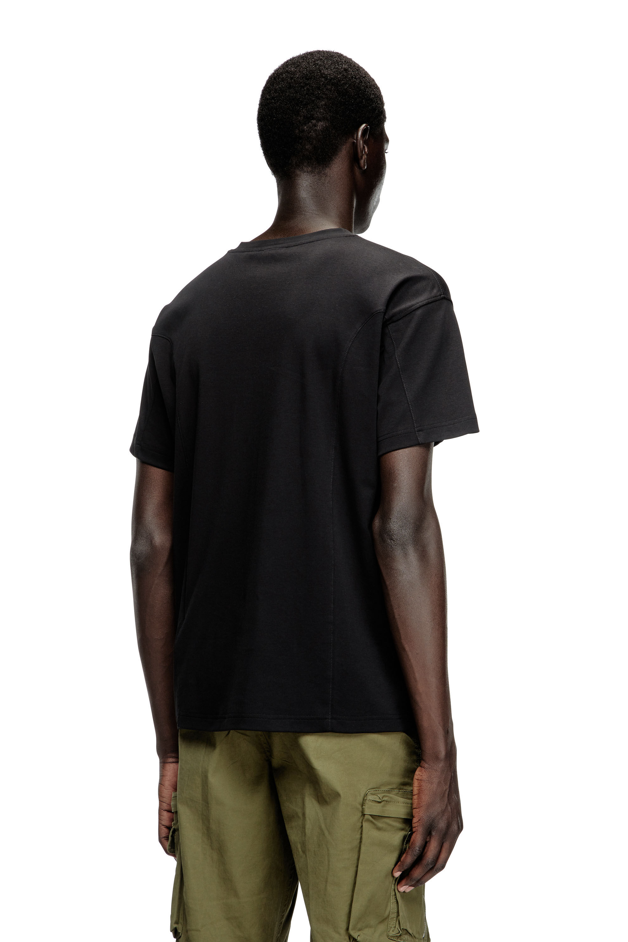 Men's T-shirt with solid color panels | Black | Diesel US