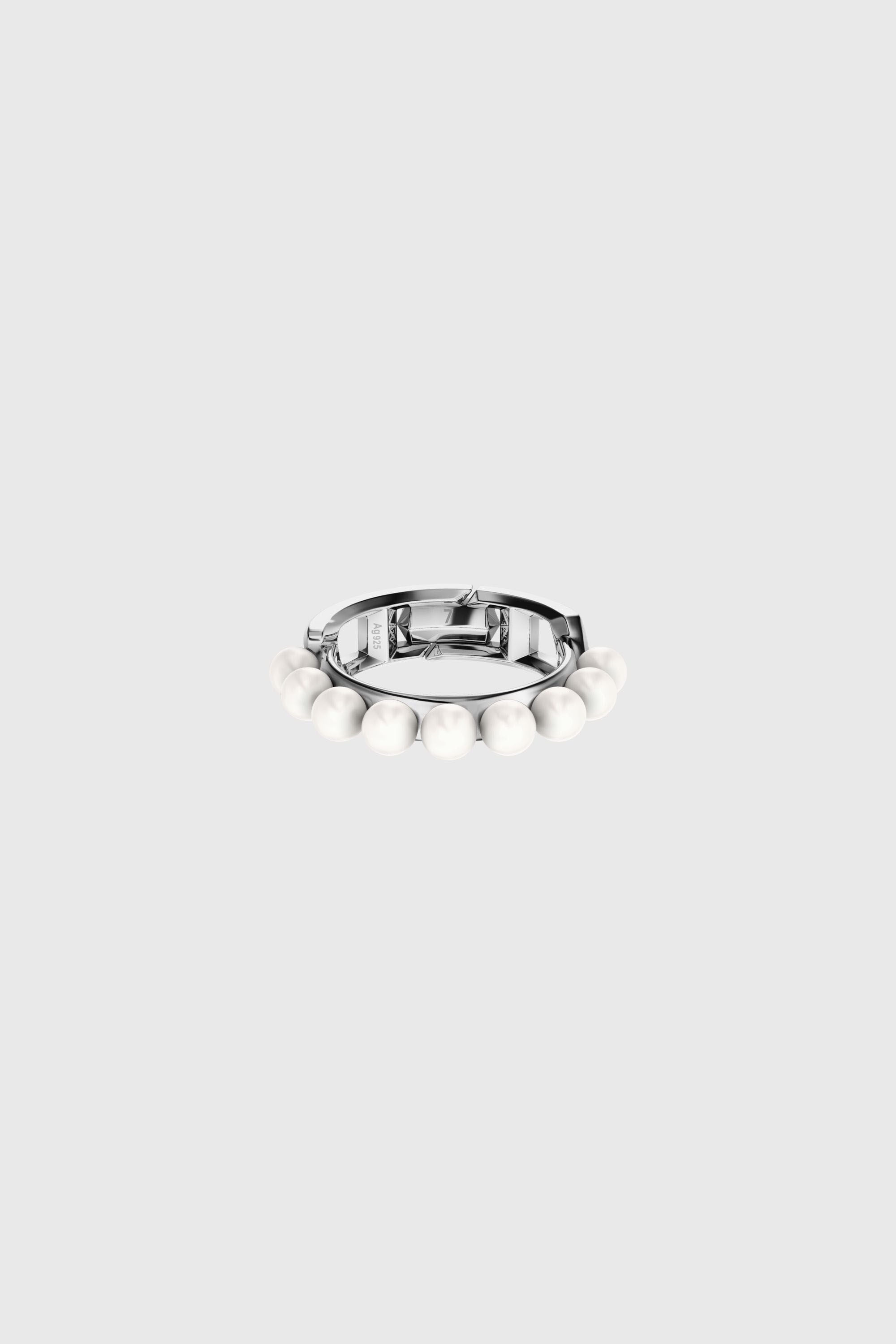 Diesel - DL1370040 STERLING SILVER JEWEL, Anillo de banda en plata de ley y perlas Unisex in Plateado - 2