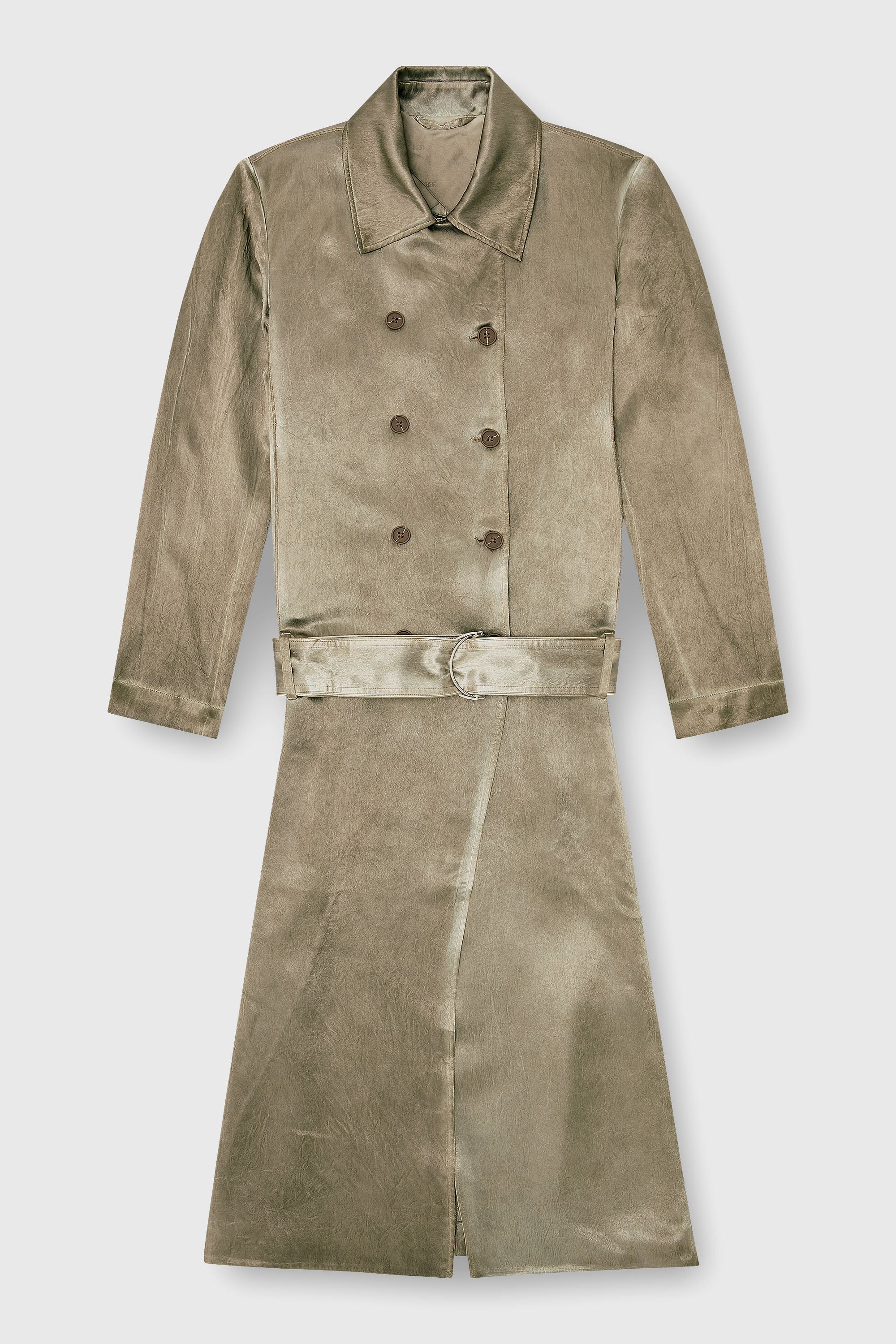 Diesel - G-LADES, Trench coat en satin froiss&eacute; Femme in Marron - 2