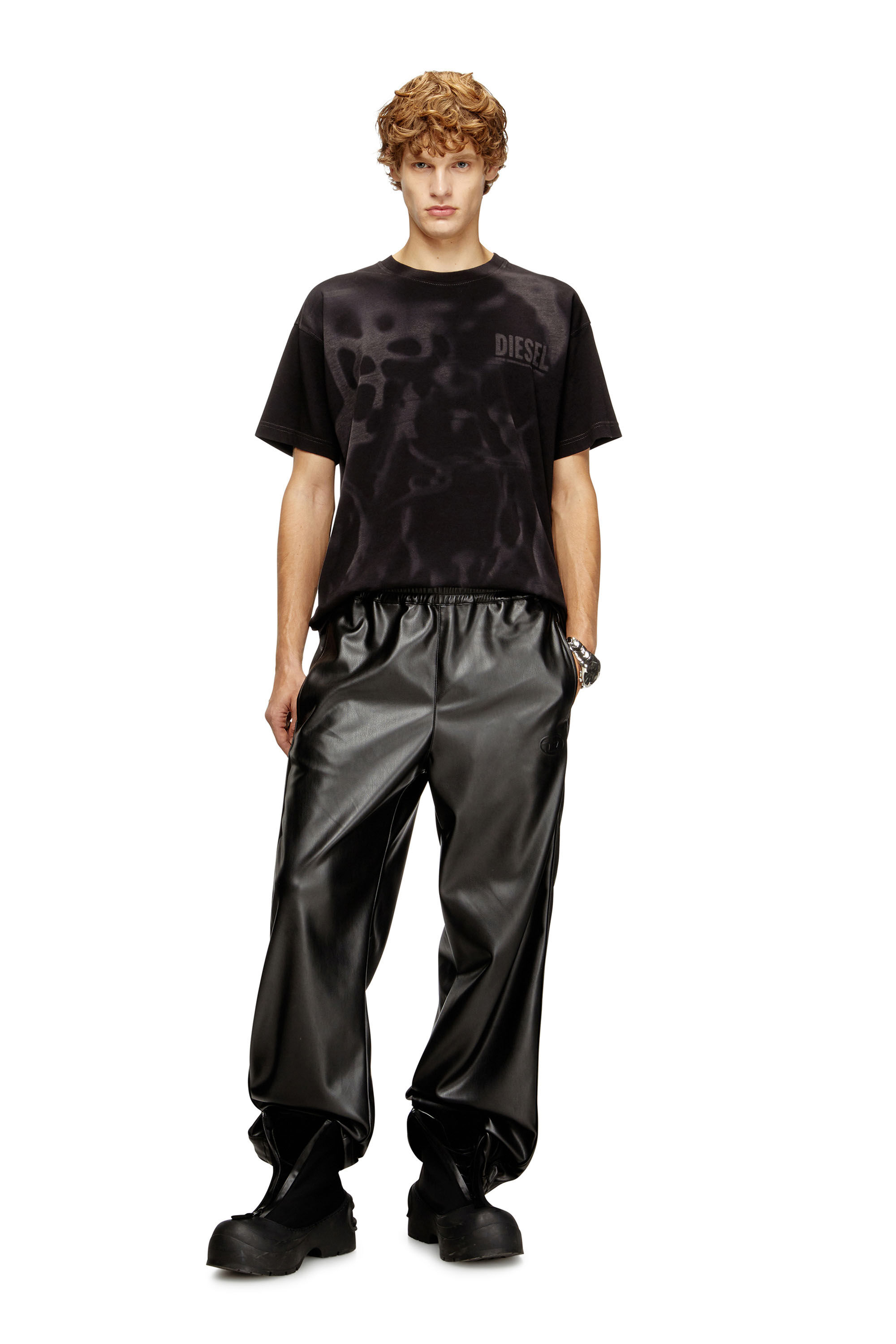 Men's Cotton T-shirt with laser print | Black | Diesel