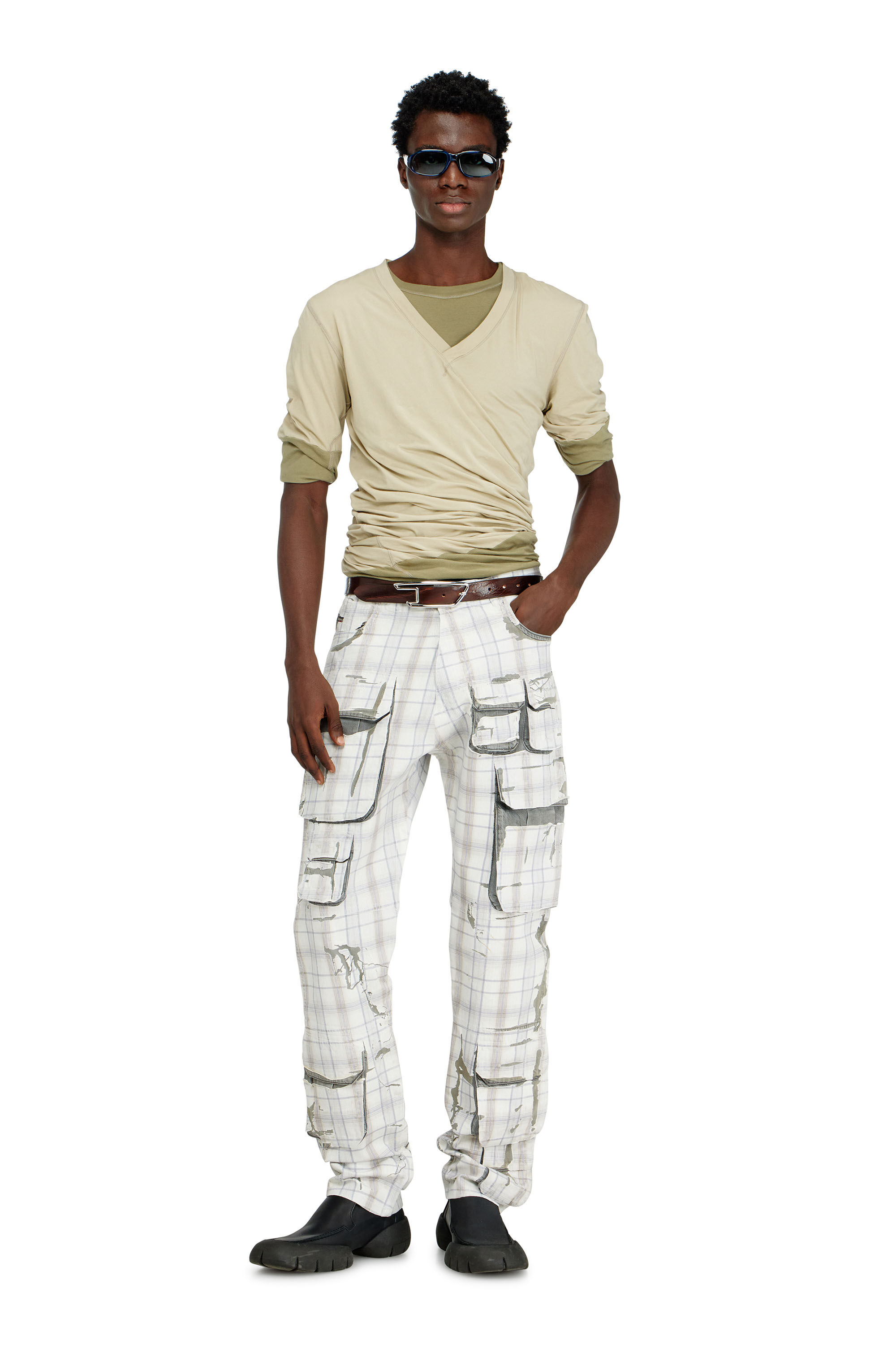 Diesel - T-MOODY-PLAIN, Male's Twisted double-layer top in Green - 1