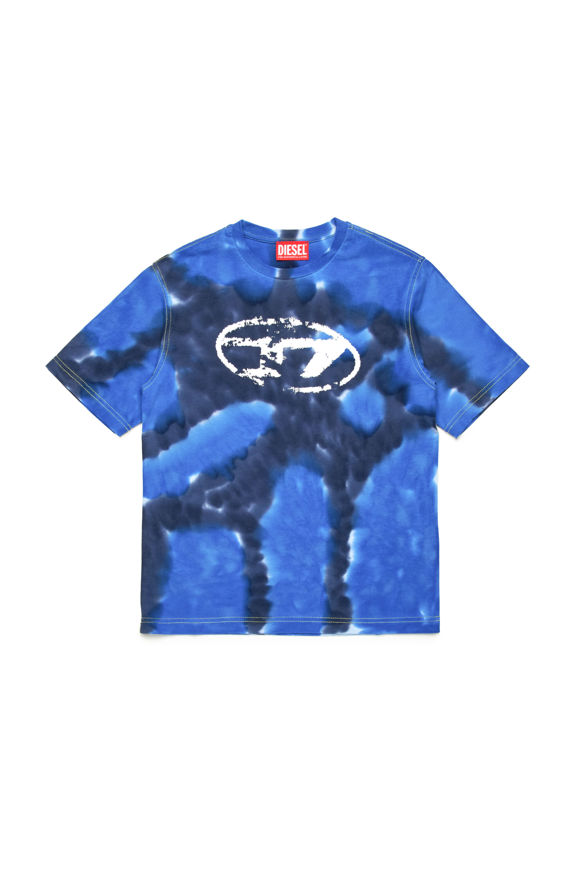Diesel - TBOXTN15 OVER, Male's T-shirt with batik print in Blue - 1