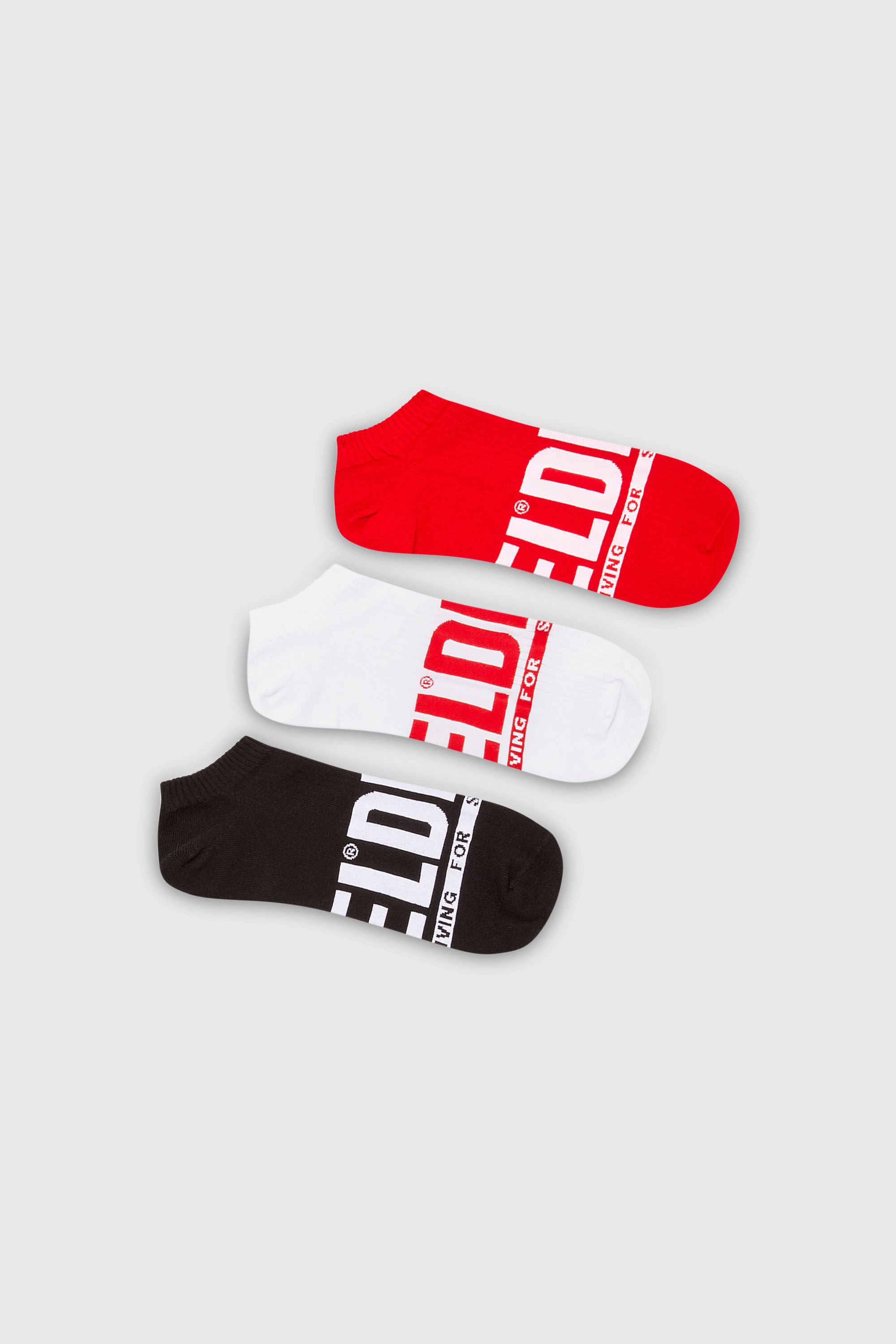 Diesel - SKM-GOST-THREEPACK, Man's Three-pack low-cut logo socks in Red/White - 1