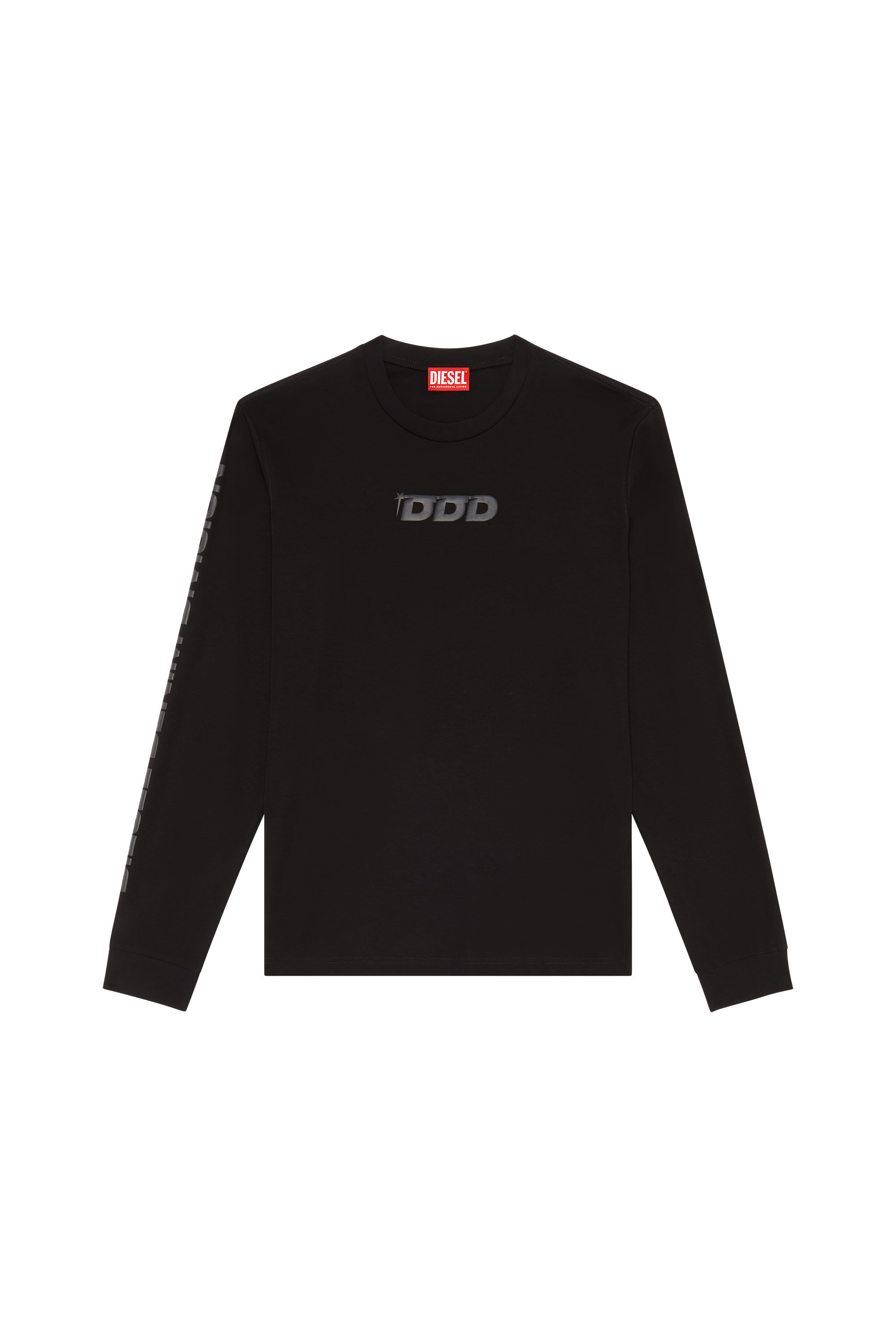 Diesel - T-MUST-LS-L4, Male's T-shirt with DDD puff print in Black - 2