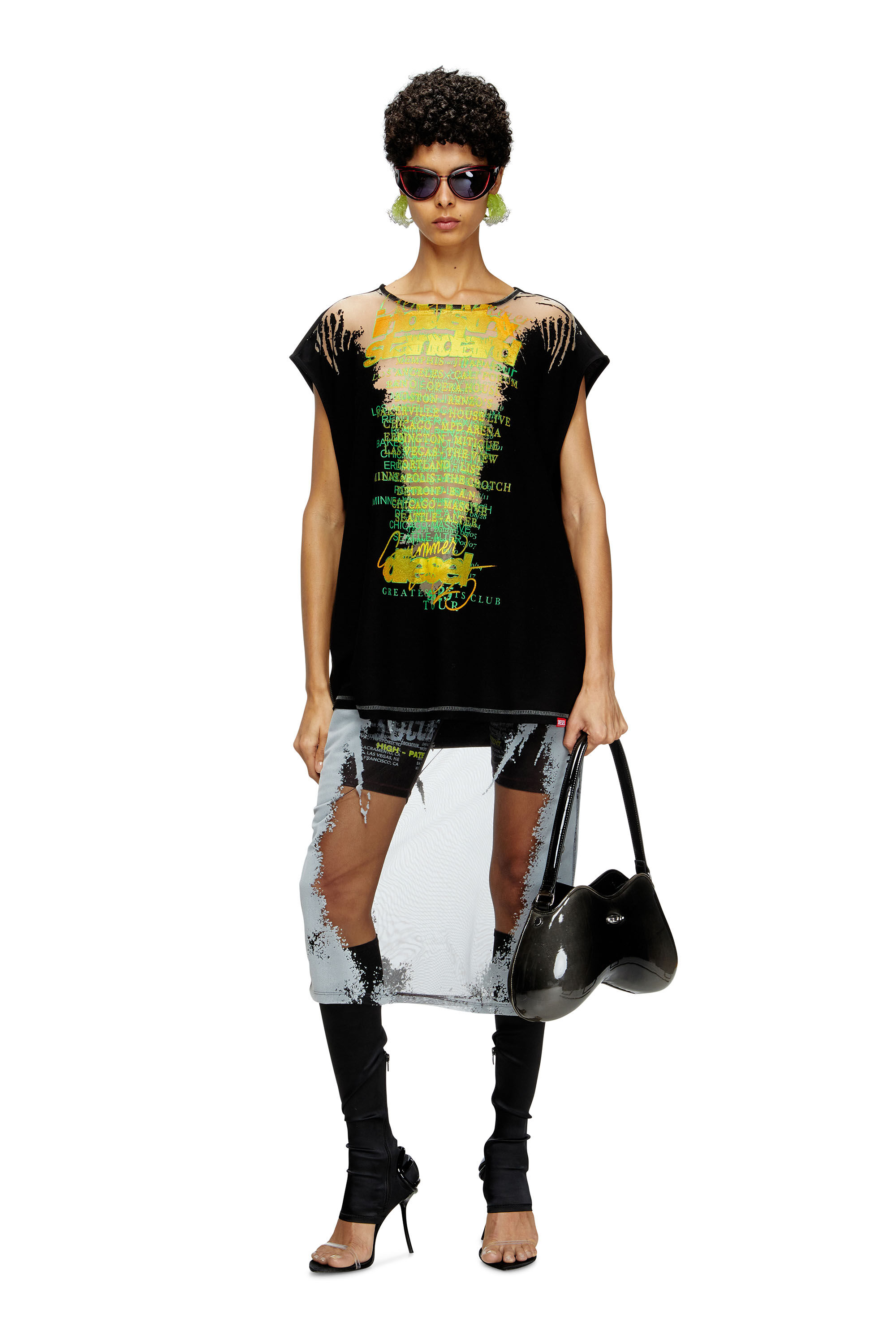 Women's Sleeveless T-shirt with lyrics print | Black | Diesel