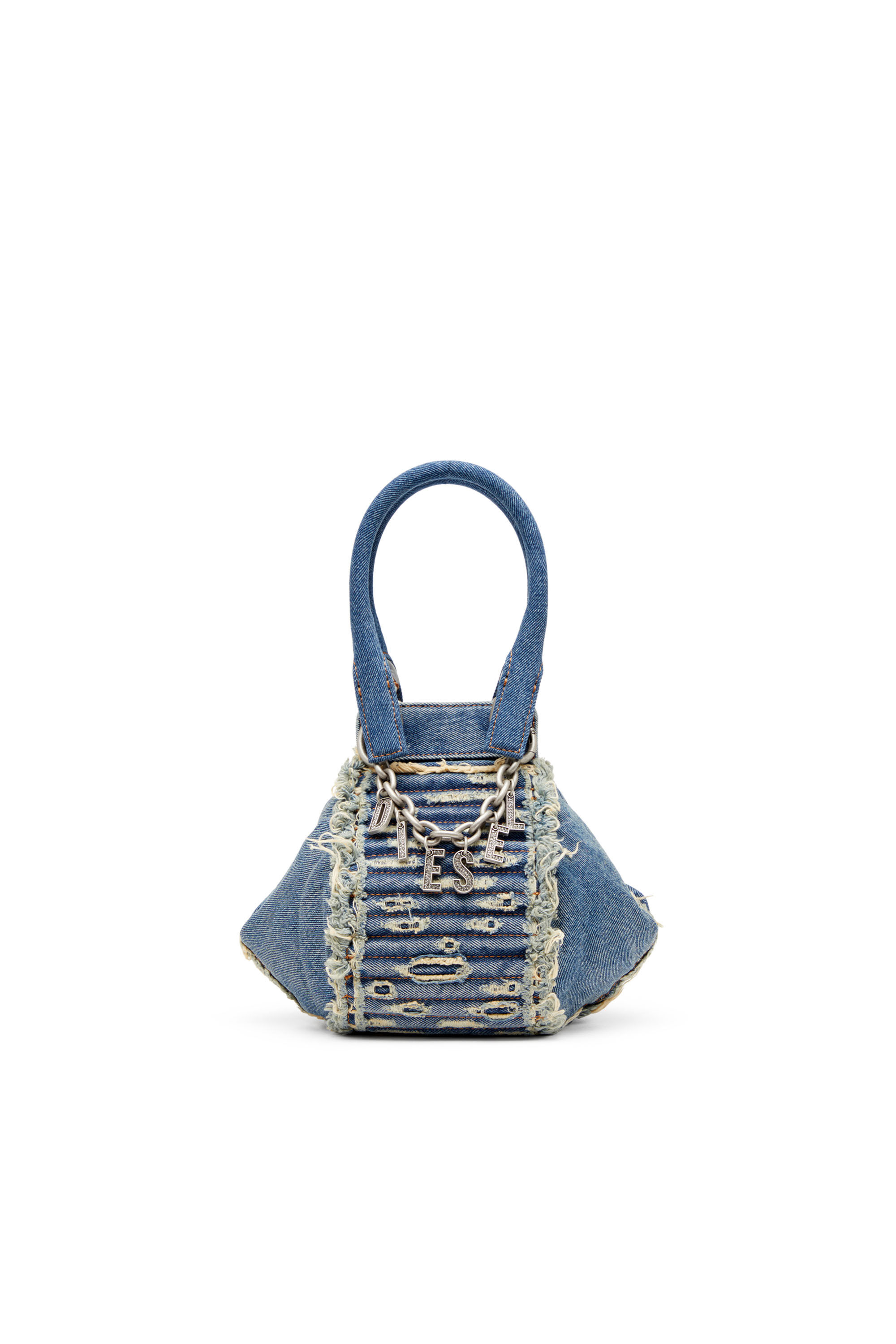 Diesel - D-VINA-XS, D-Vina-Xs-Sac à main en denim matelassé effet vieilli Femme in Bleu - 1