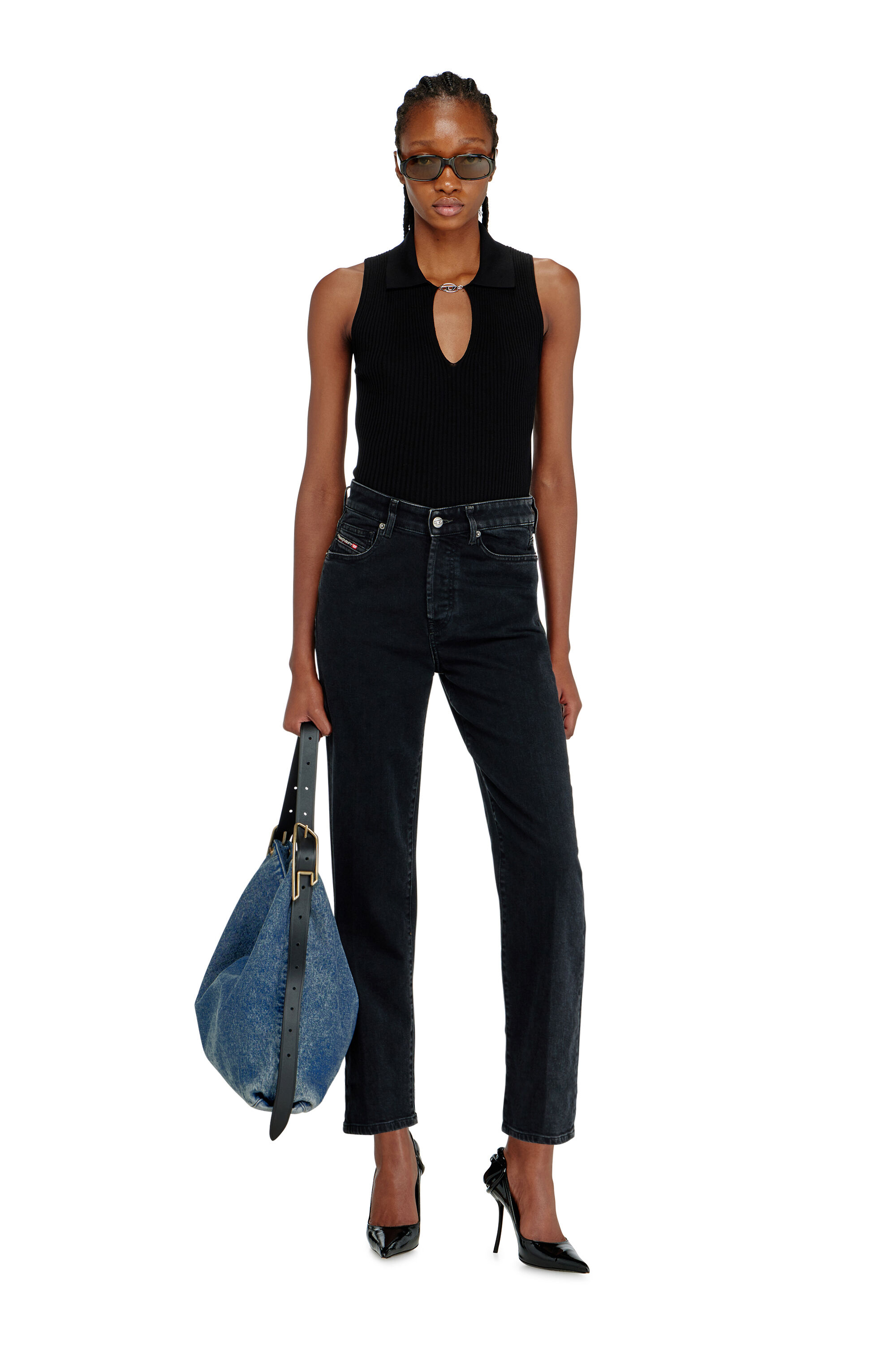   Jeans ブラックボディバッグ Black Straight Leg Jeans for Women | Diesel® US