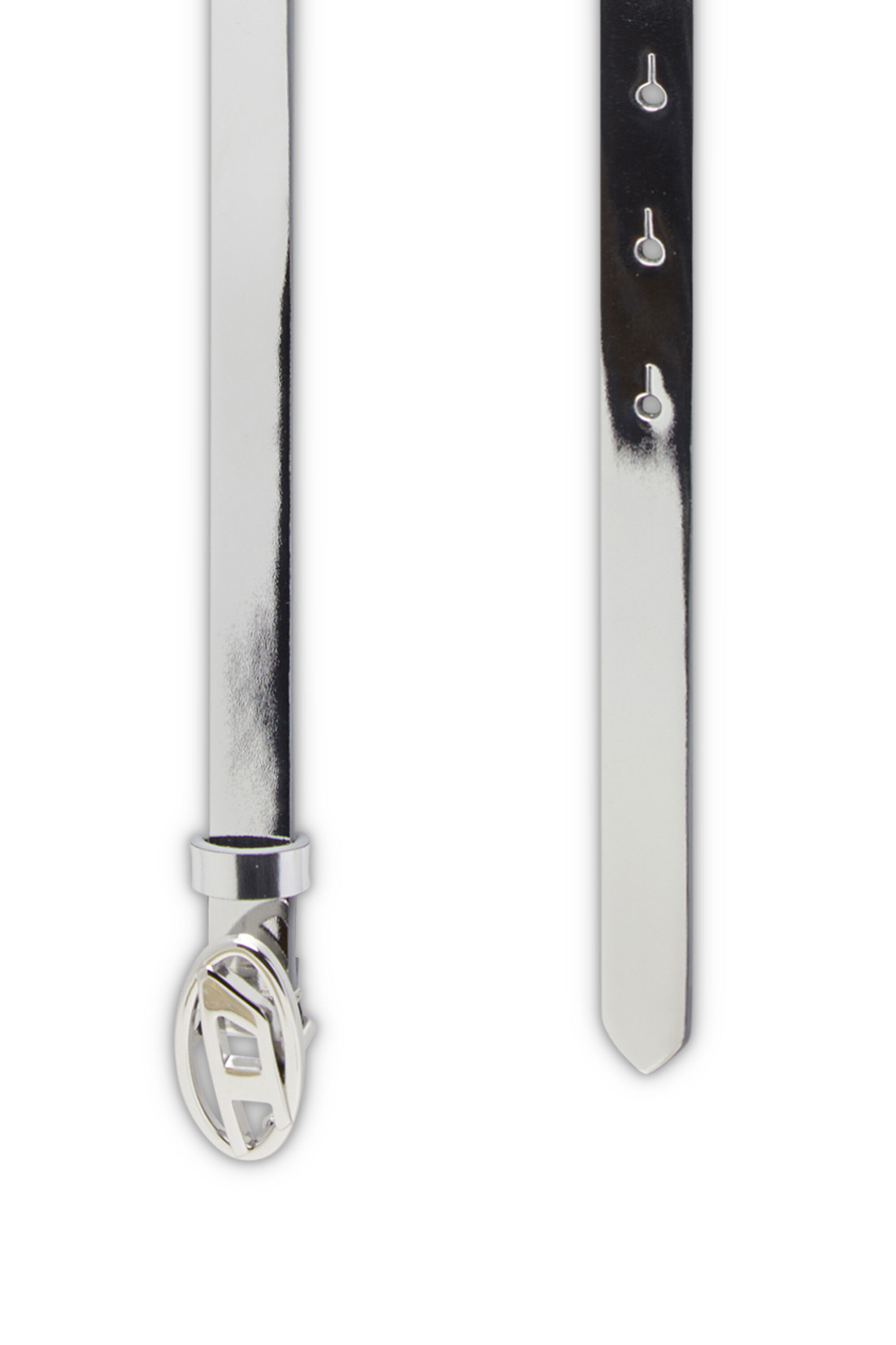 Diesel - B-1DR 15, Ceinture de 1,5 cm avec finition métallisée effet miroir Femme in Gris argenté - 2