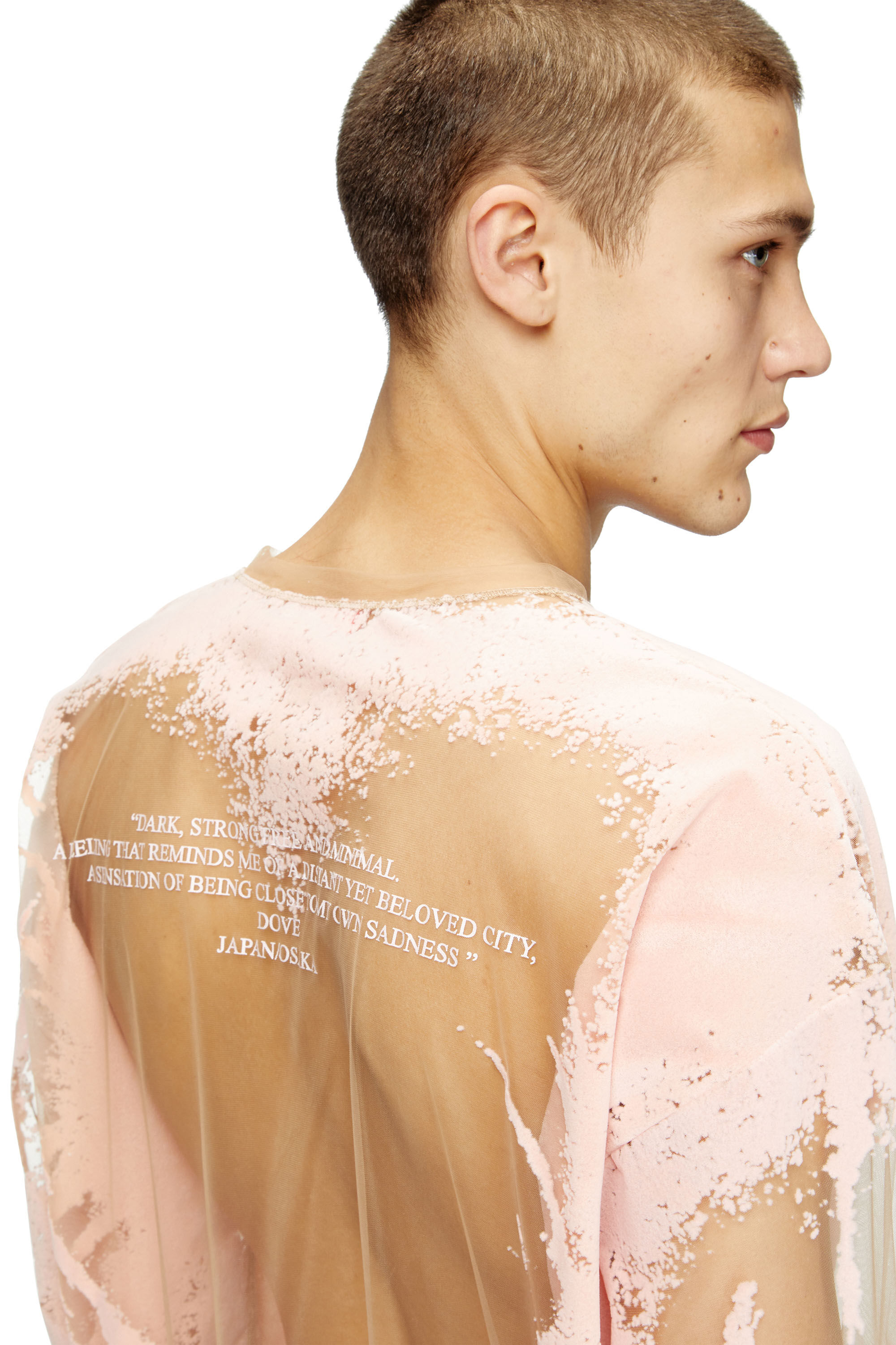 Women's Long-sleeve nylon T-shirt with lyrics print | Pink | Diesel